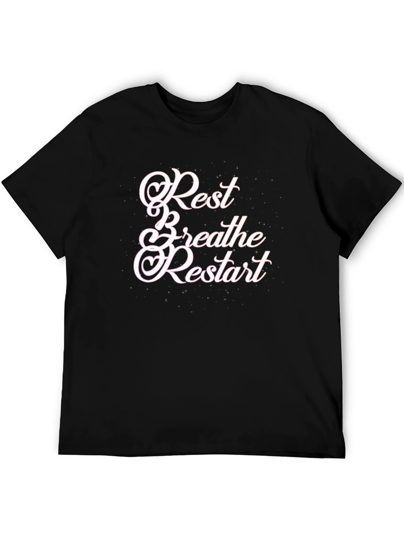 Rest Breathe Restart Graphic Tee - Black Cotton T-Shirt