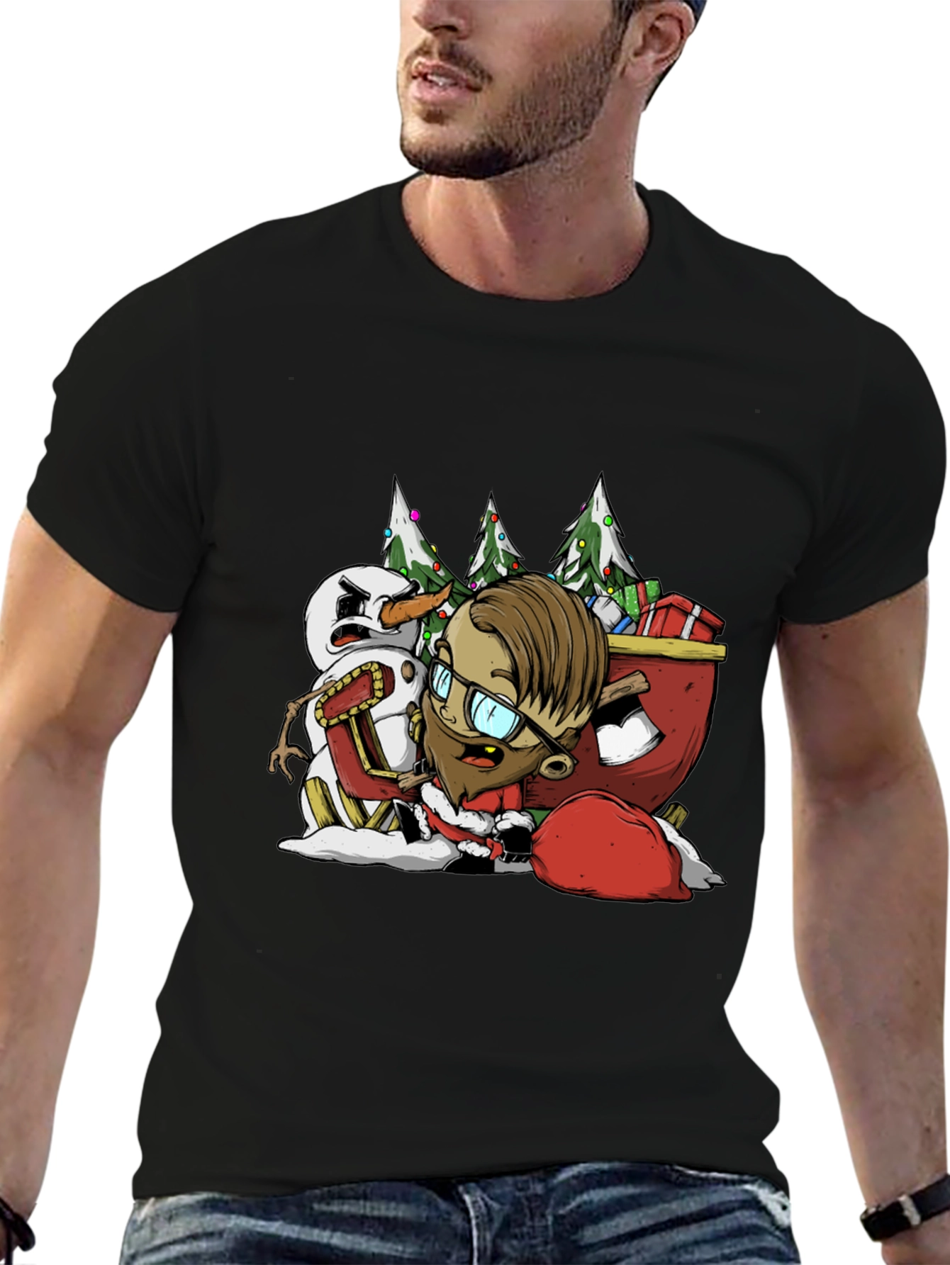 Hipster Santa T-Shirt - Christmas Holiday Apparel