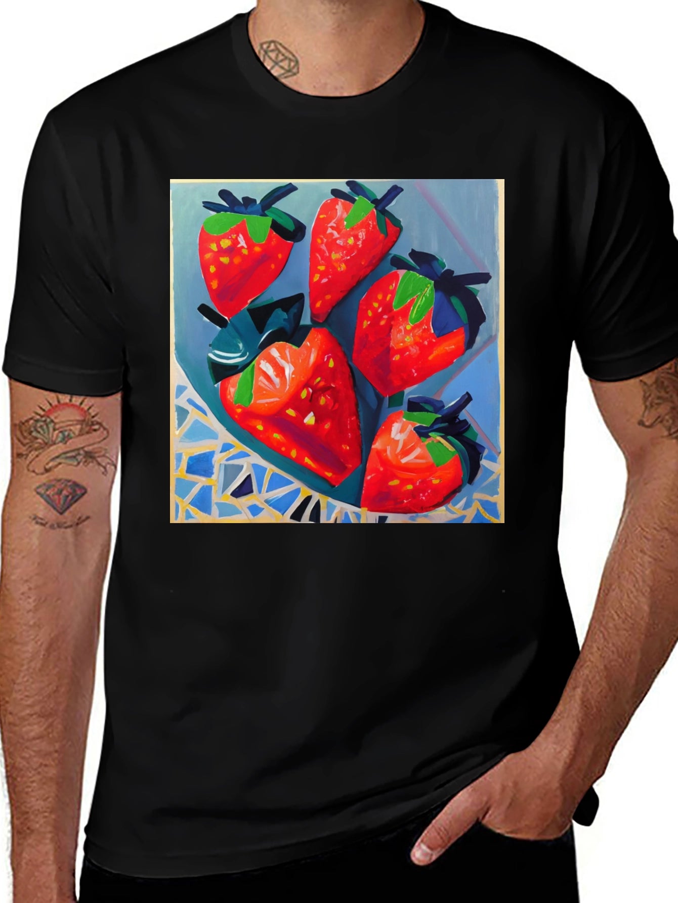 Strawberry Patch T-Shirt - Artsy Fruit Design