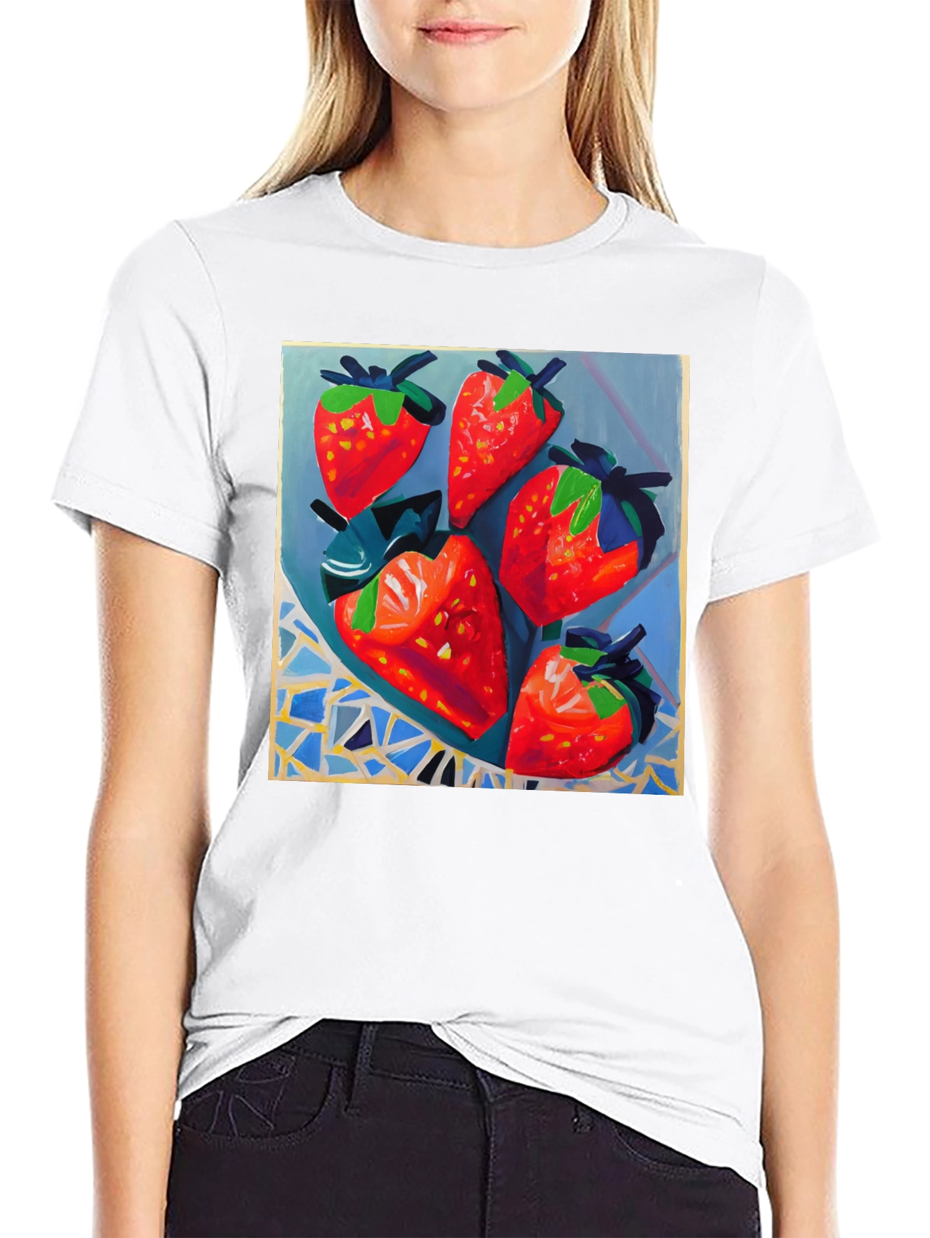 Strawberry Patch T-Shirt - Artsy Fruit Design