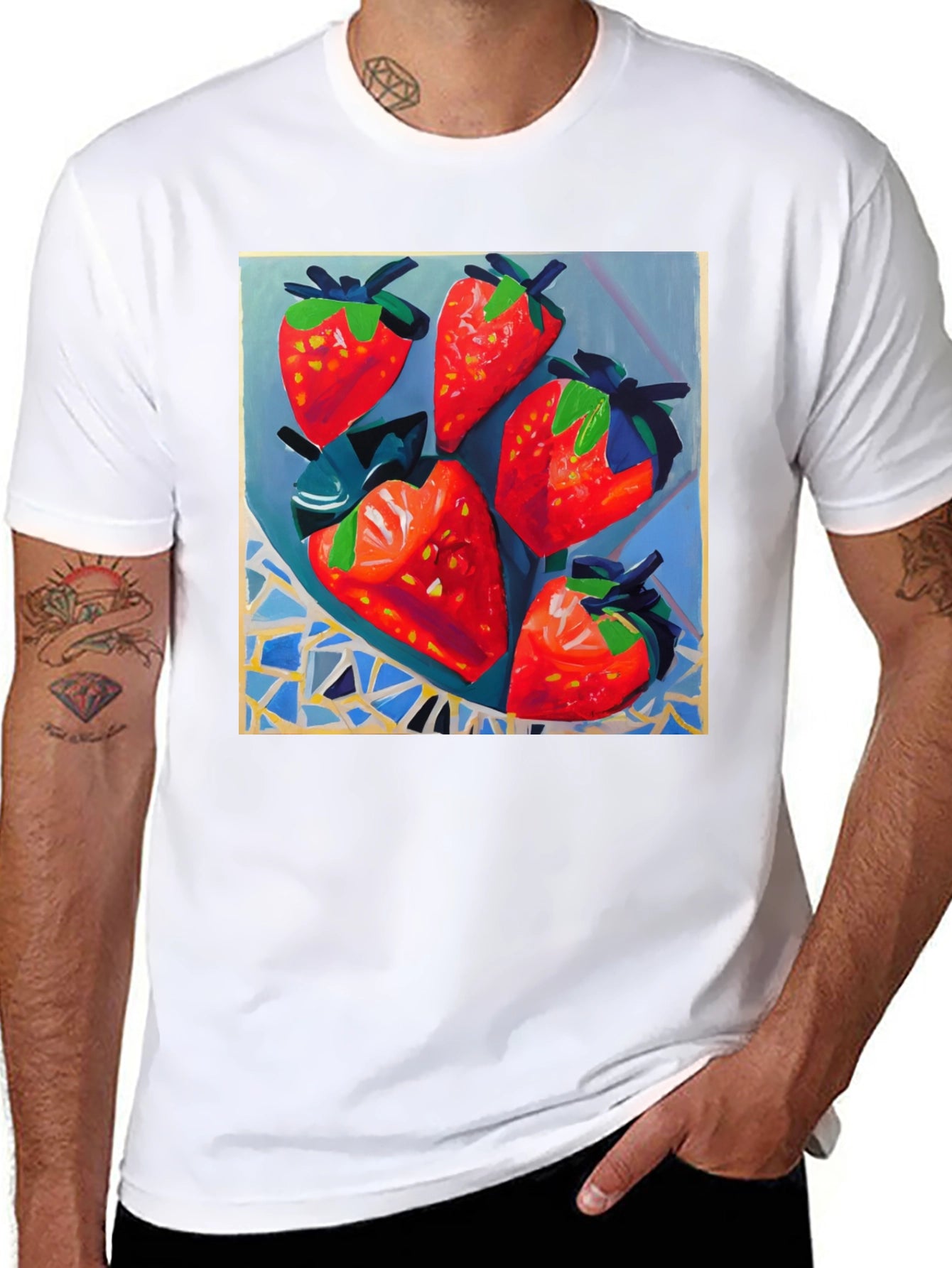Strawberry Patch T-Shirt - Artsy Fruit Design