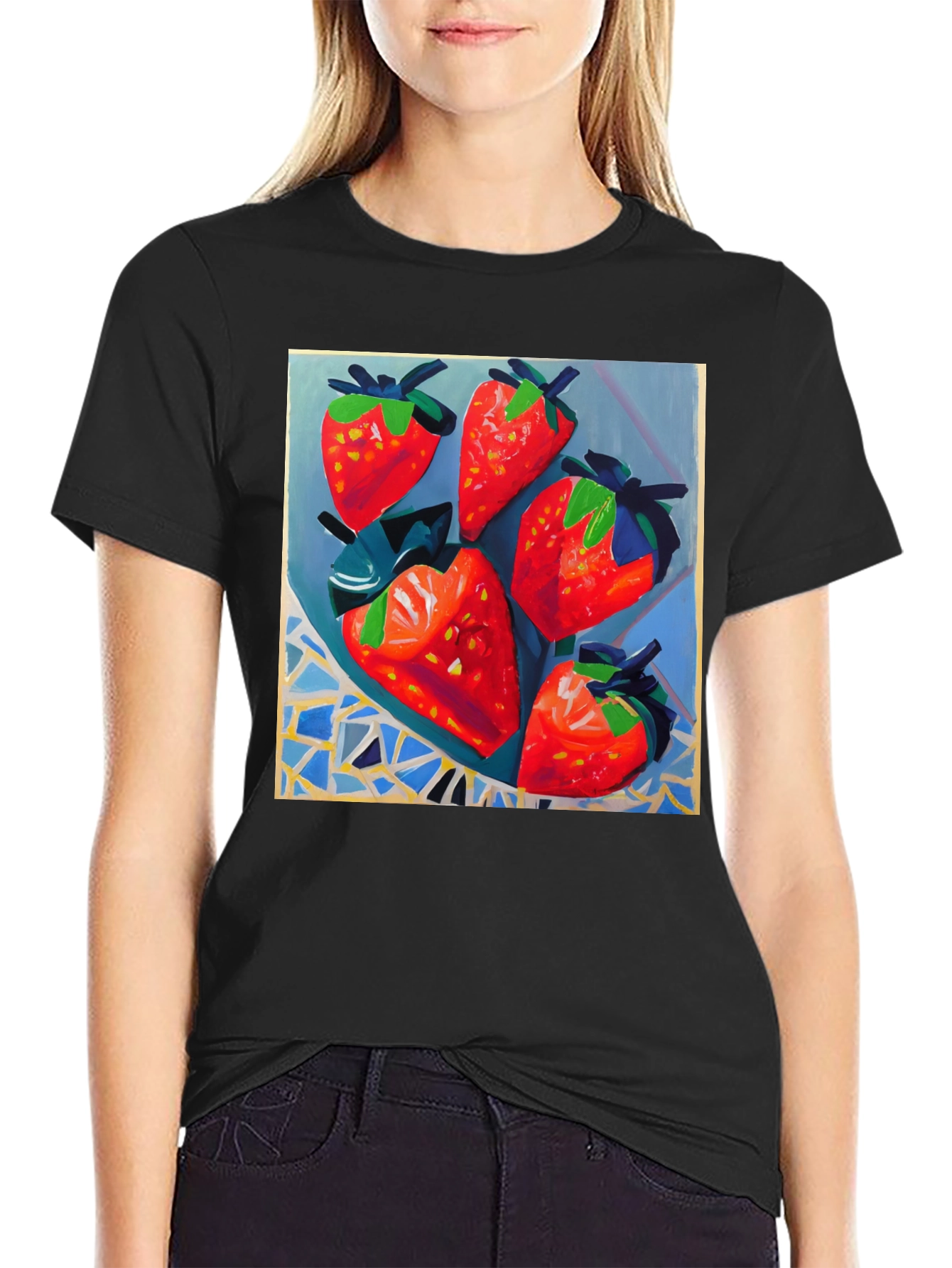 Strawberry Patch T-Shirt - Artsy Fruit Design