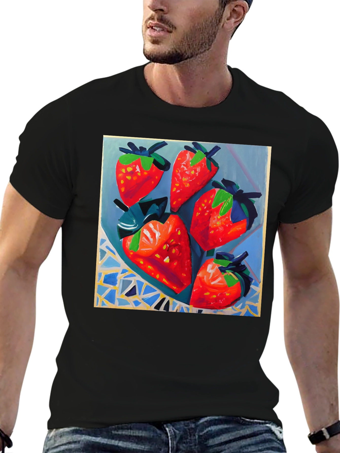 Strawberry Patch T-Shirt - Artsy Fruit Design