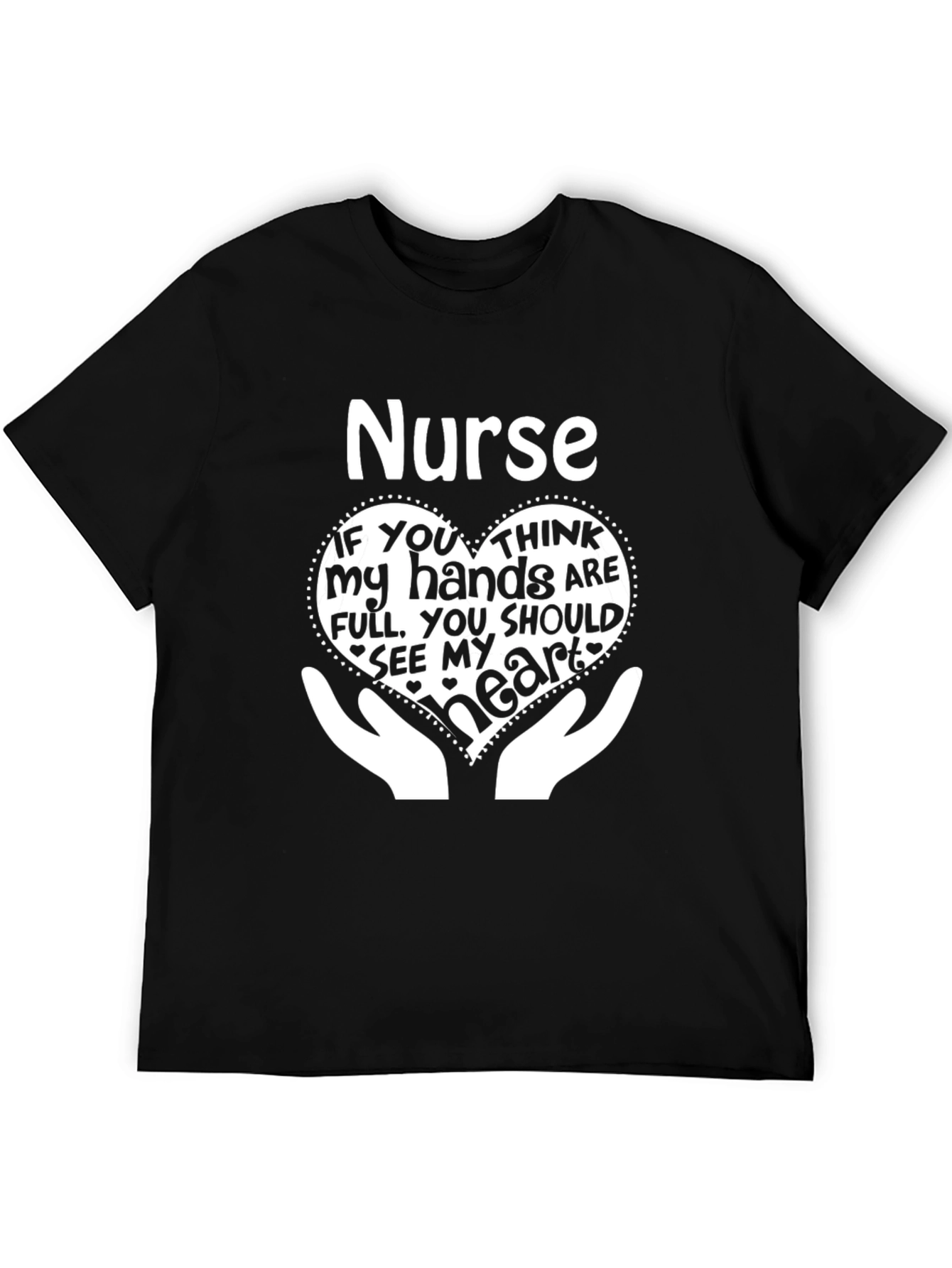 Nurse Heart Hands Graphic T-Shirt - Black