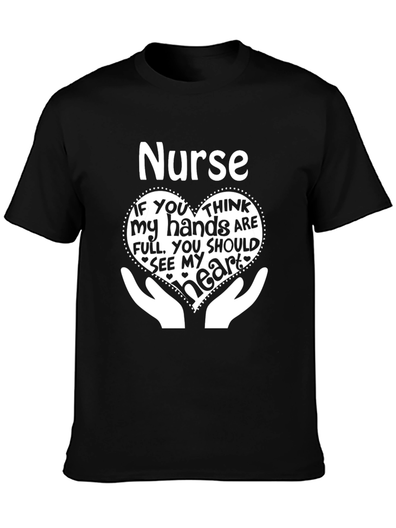 Nurse Heart Hands Graphic T-Shirt - Black