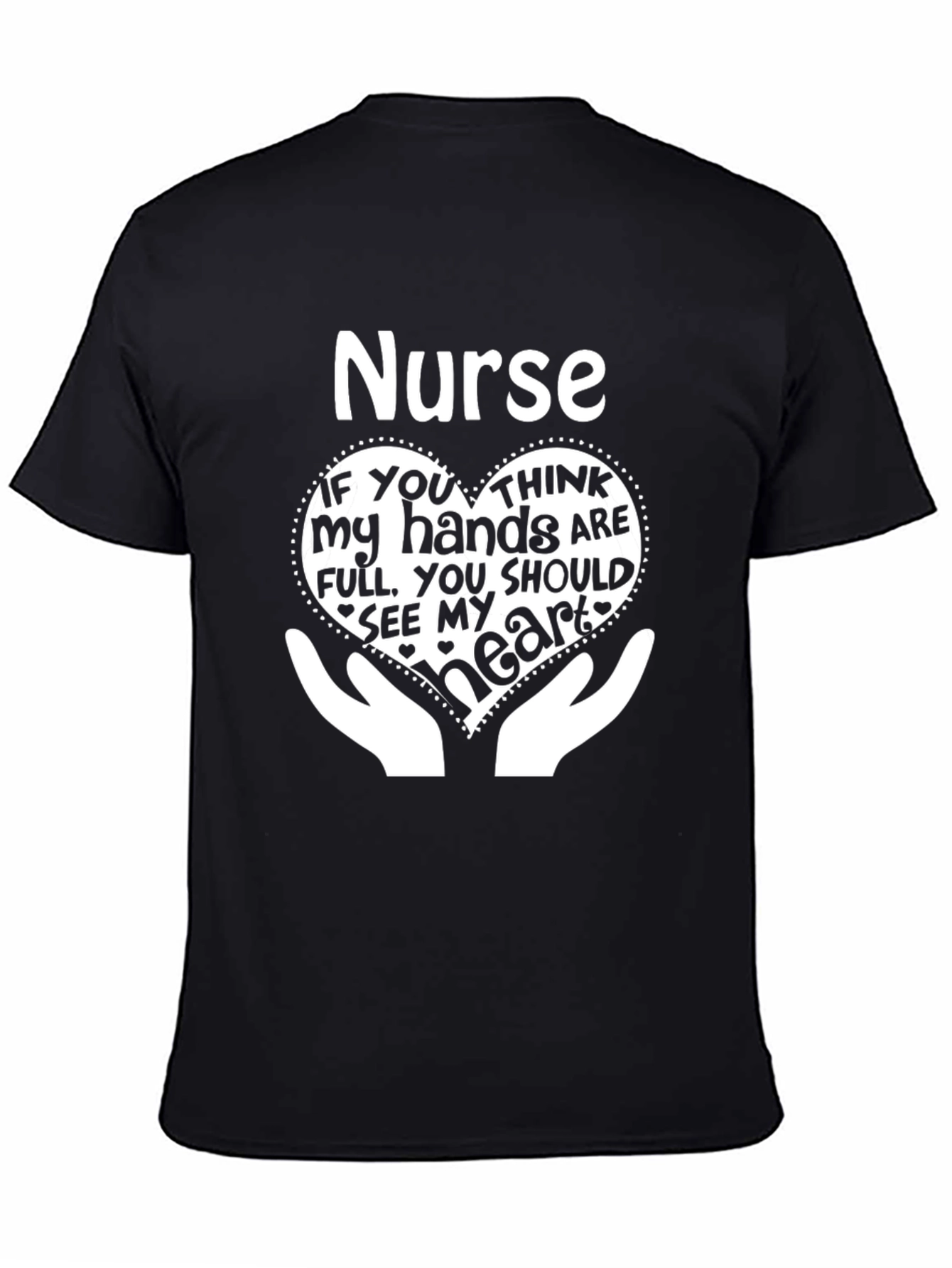 Nurse Heart Hands Graphic T-Shirt - Black