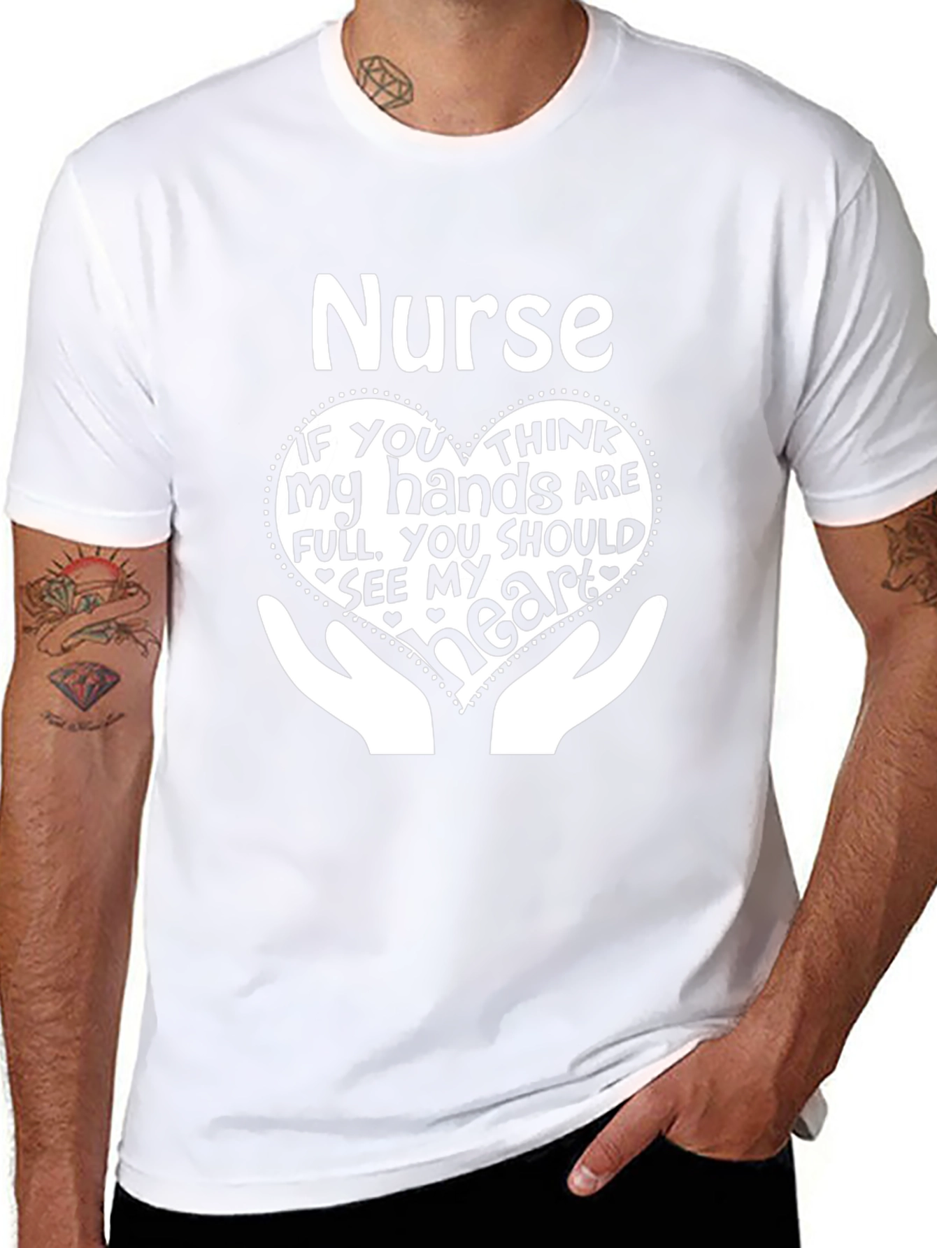 Nurse Heart Hands Graphic T-Shirt - Black