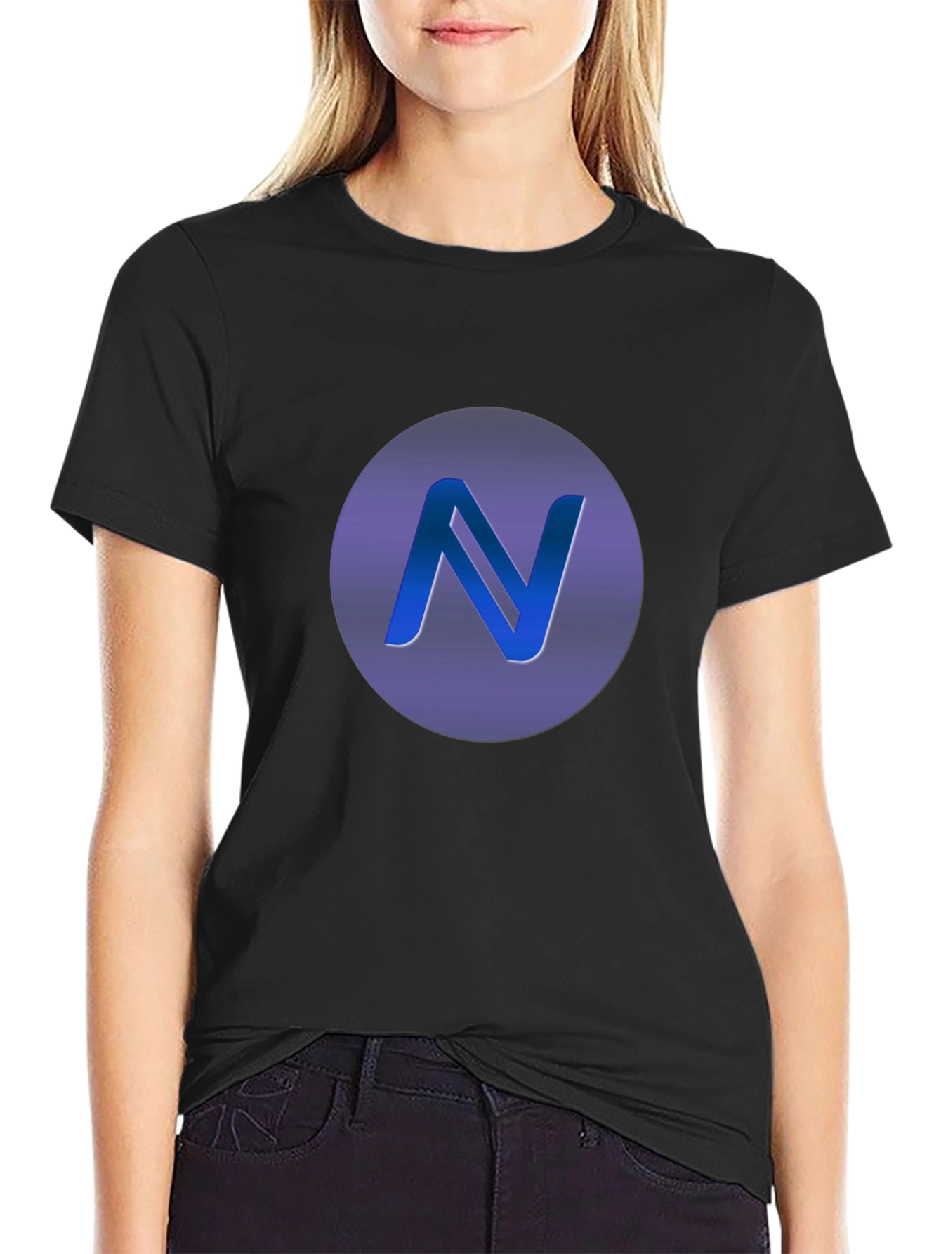 Stylish Black T-Shirt with Letter N Logo
