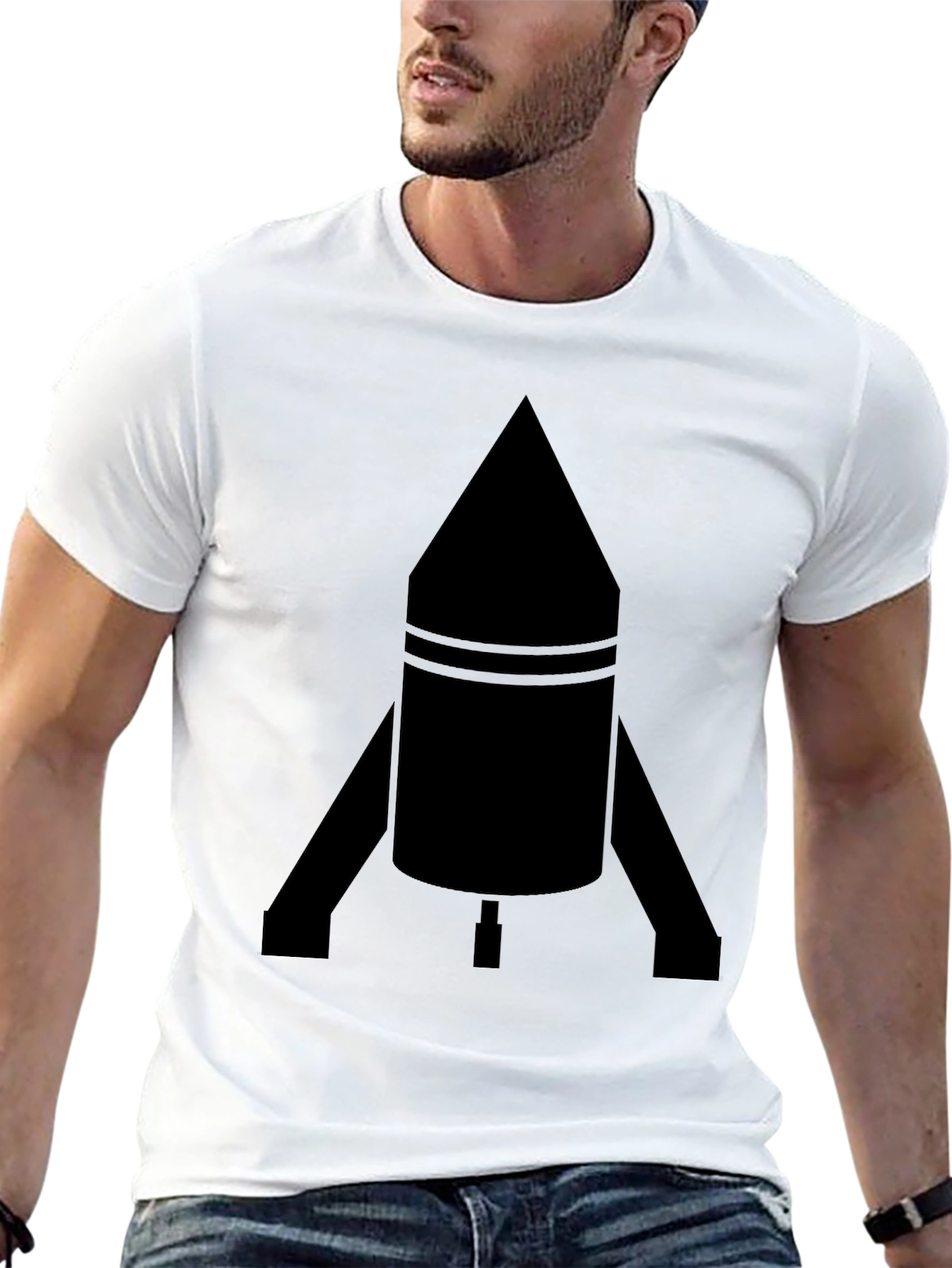 Rocket Graphic Tee - Solid Black Design