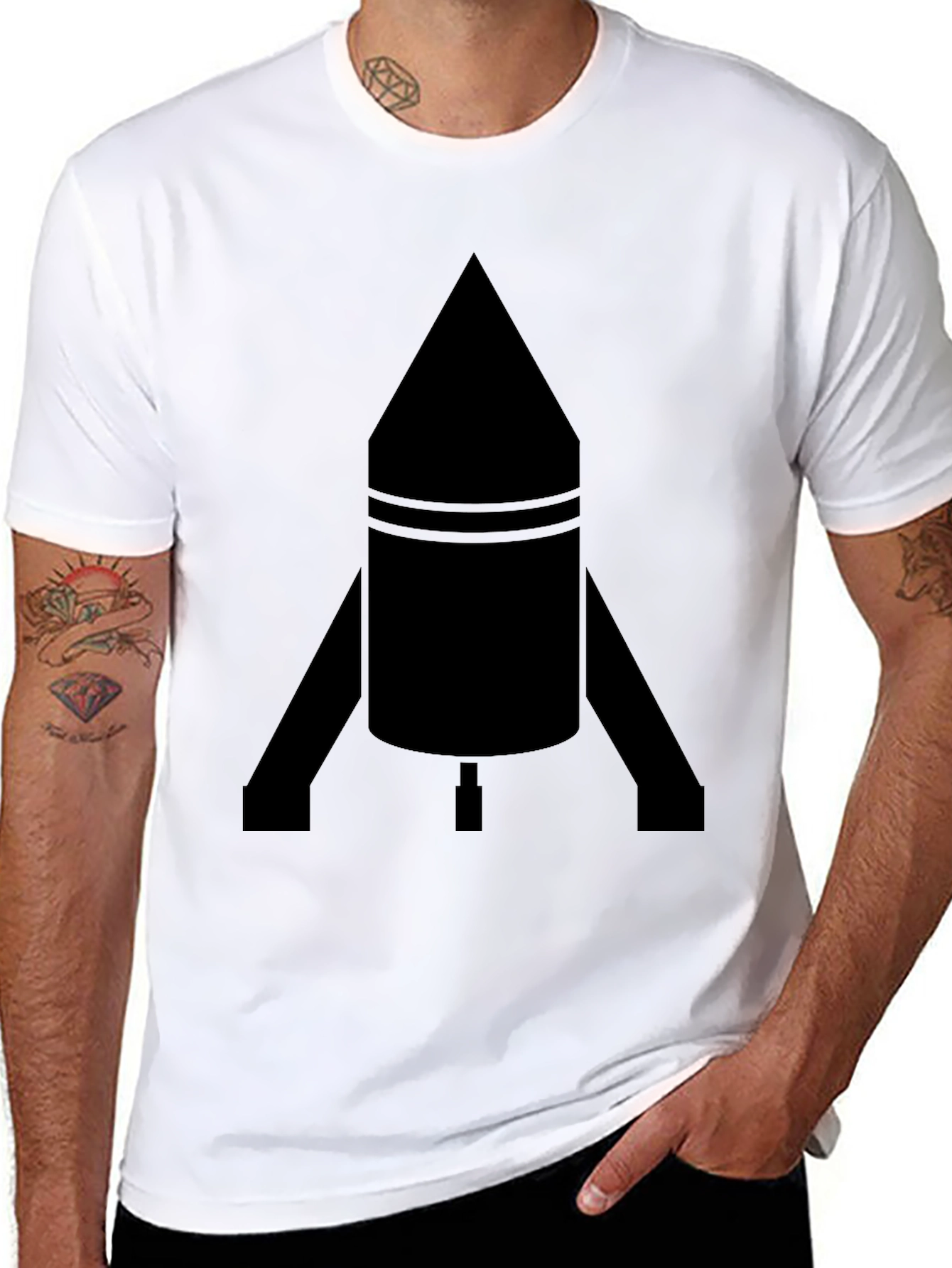 Rocket Graphic Tee - Solid Black Design