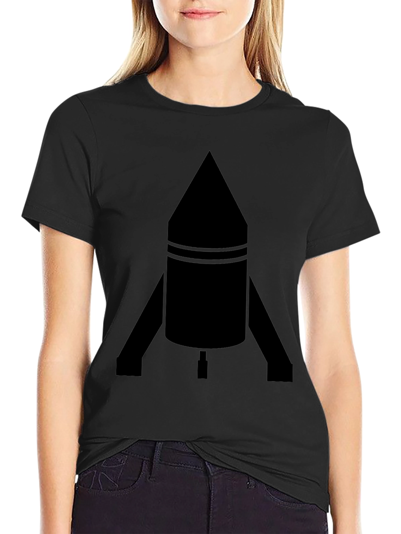Rocket Graphic Tee - Solid Black Design