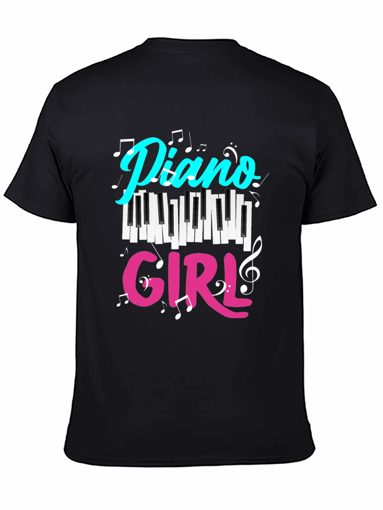 Piano Girl Black T-Shirt - Music Lover Tee