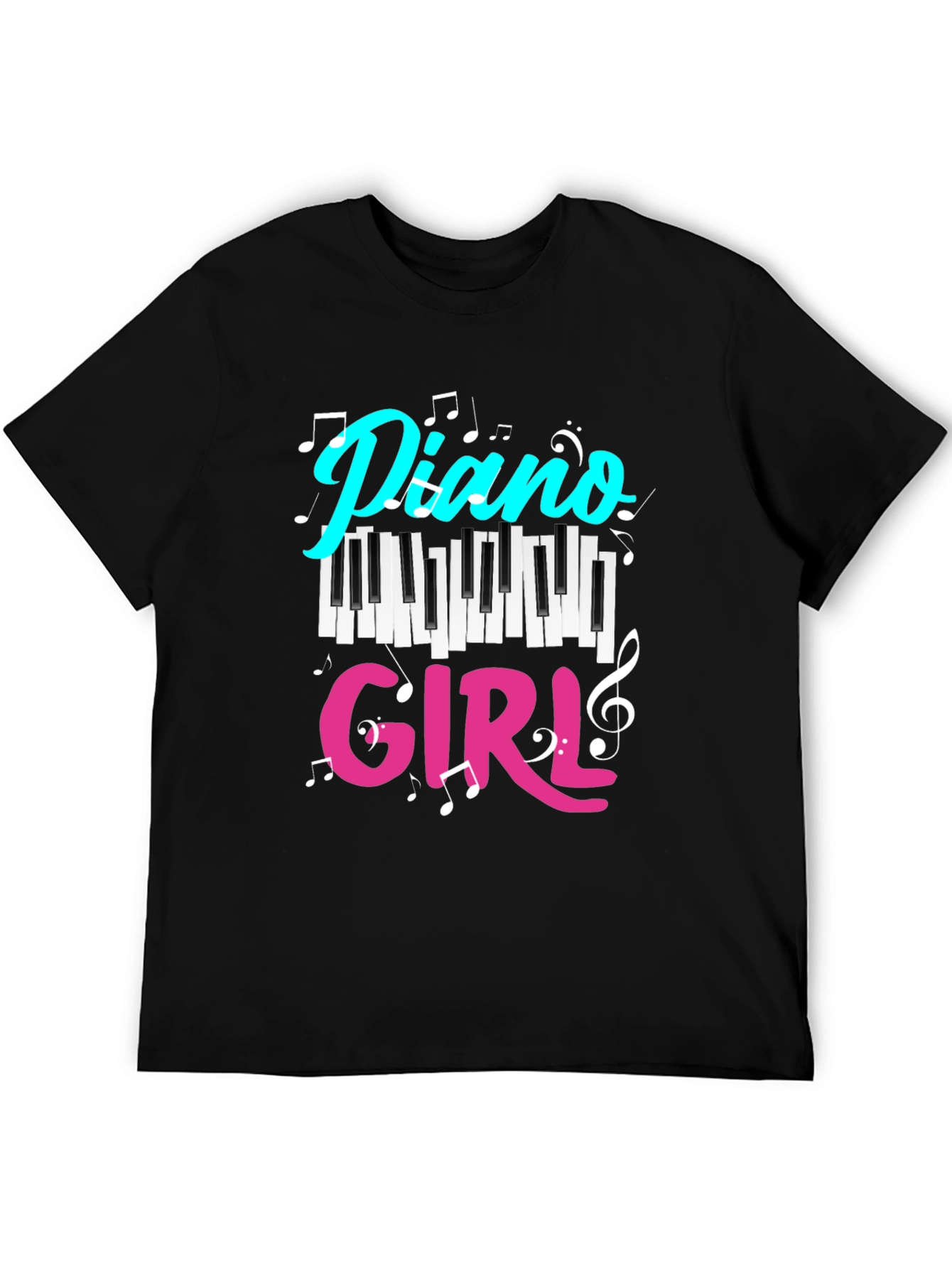 Piano Girl Black T-Shirt - Music Lover Tee