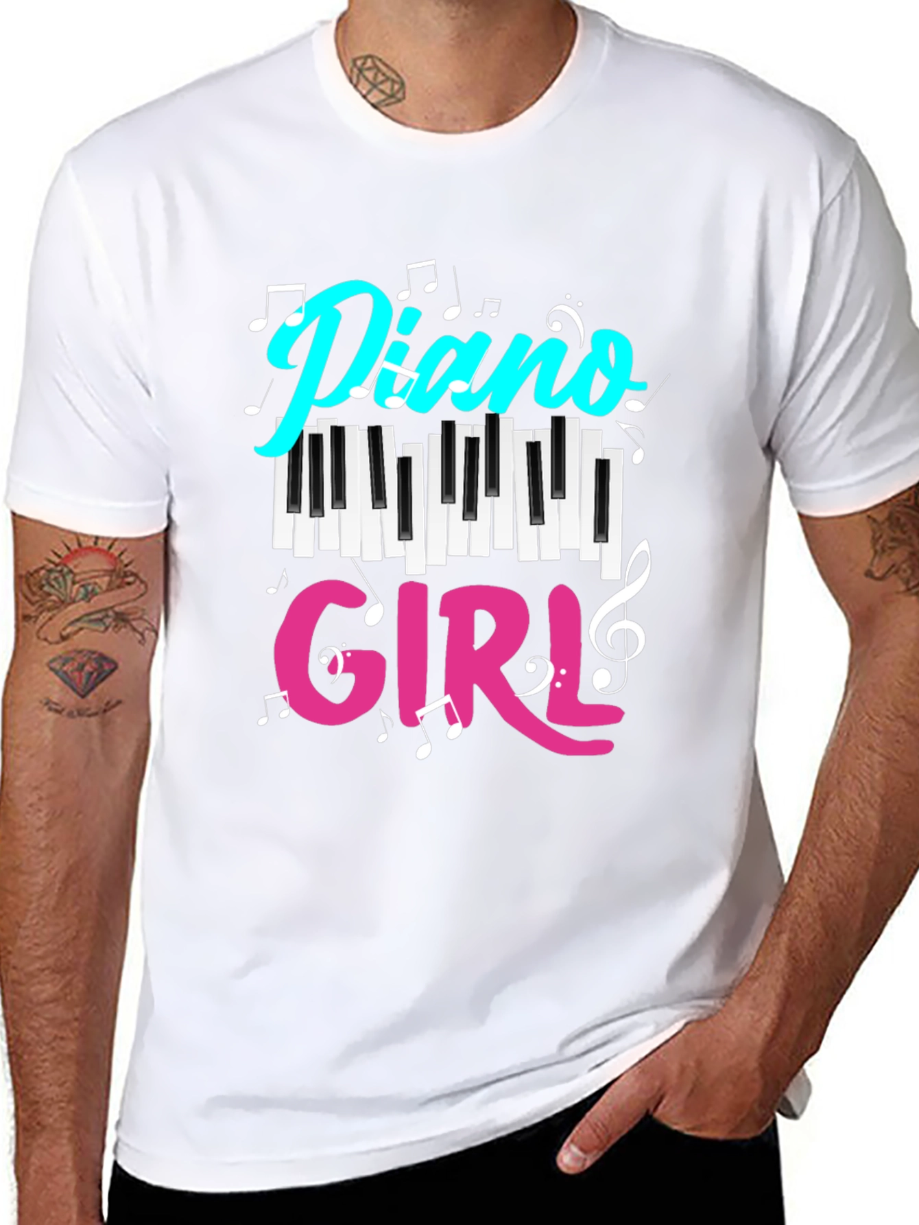 Piano Girl Black T-Shirt - Music Lover Tee