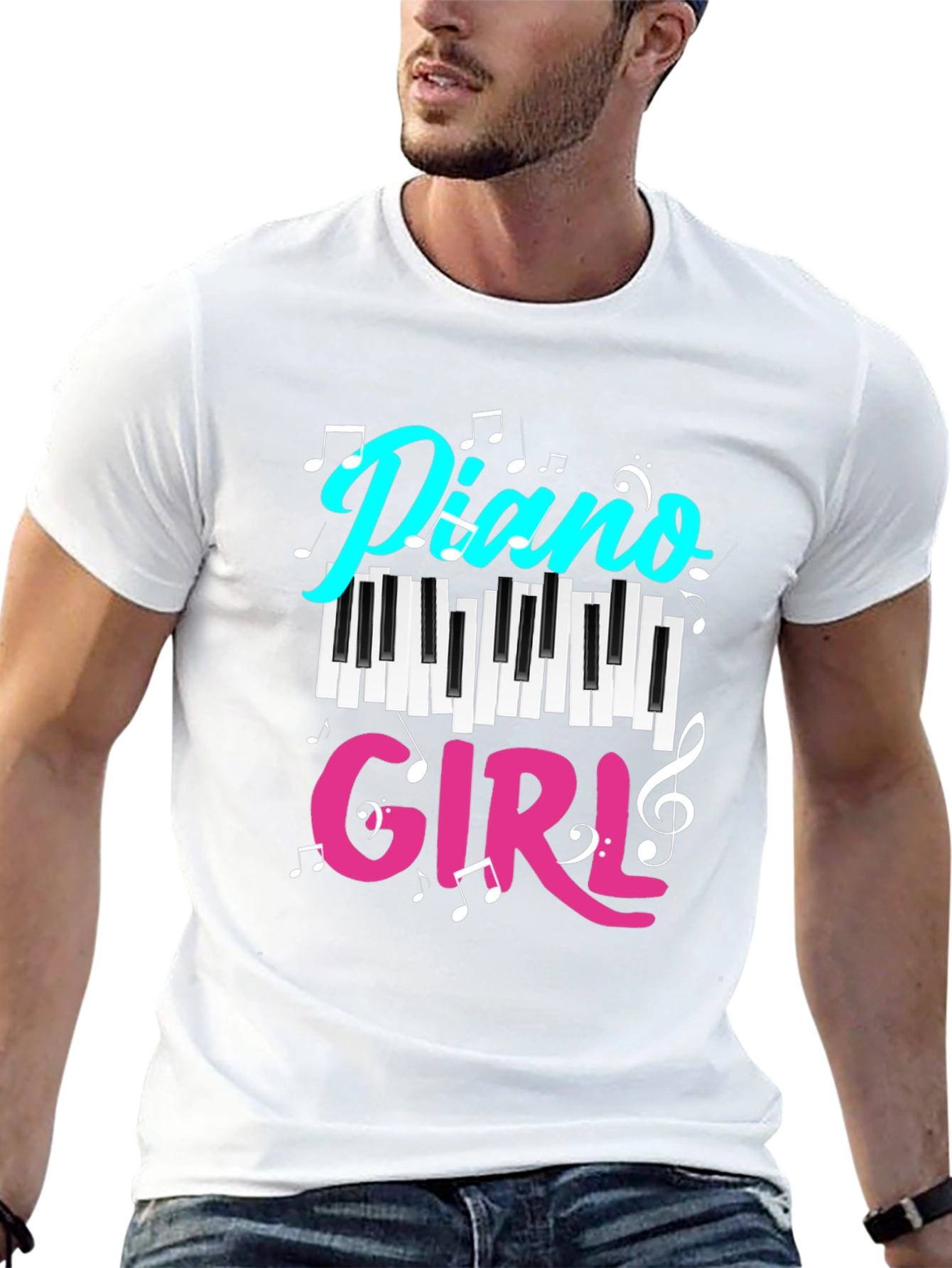 Piano Girl Black T-Shirt - Music Lover Tee