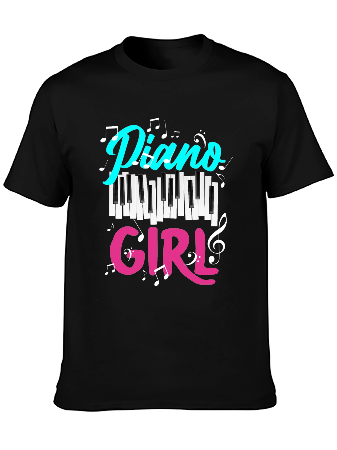 Piano Girl Black T-Shirt - Music Lover Tee