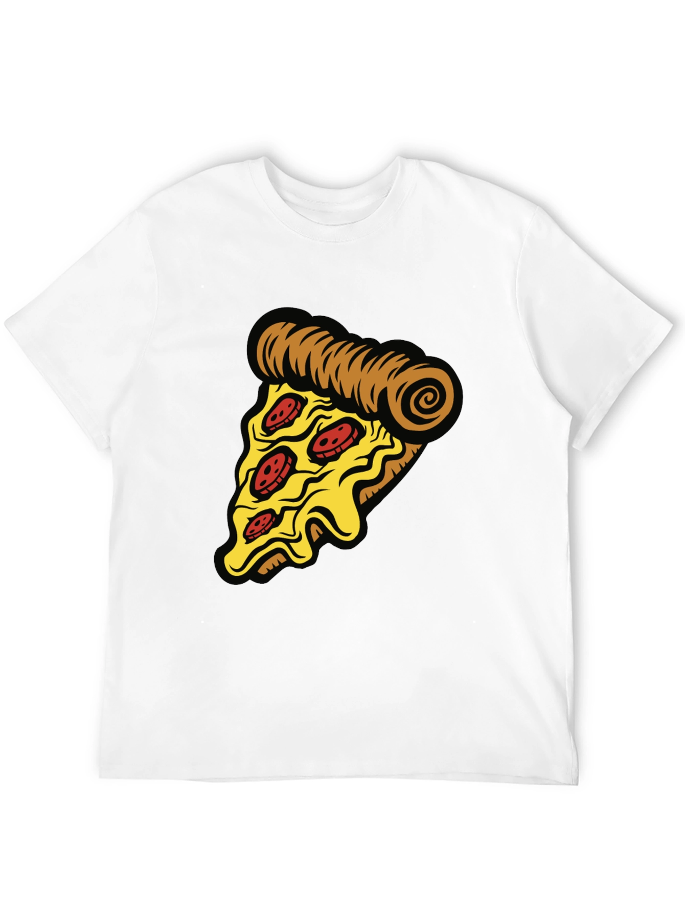 Pizza Slice Graphic Tee - Casual Black T-Shirt
