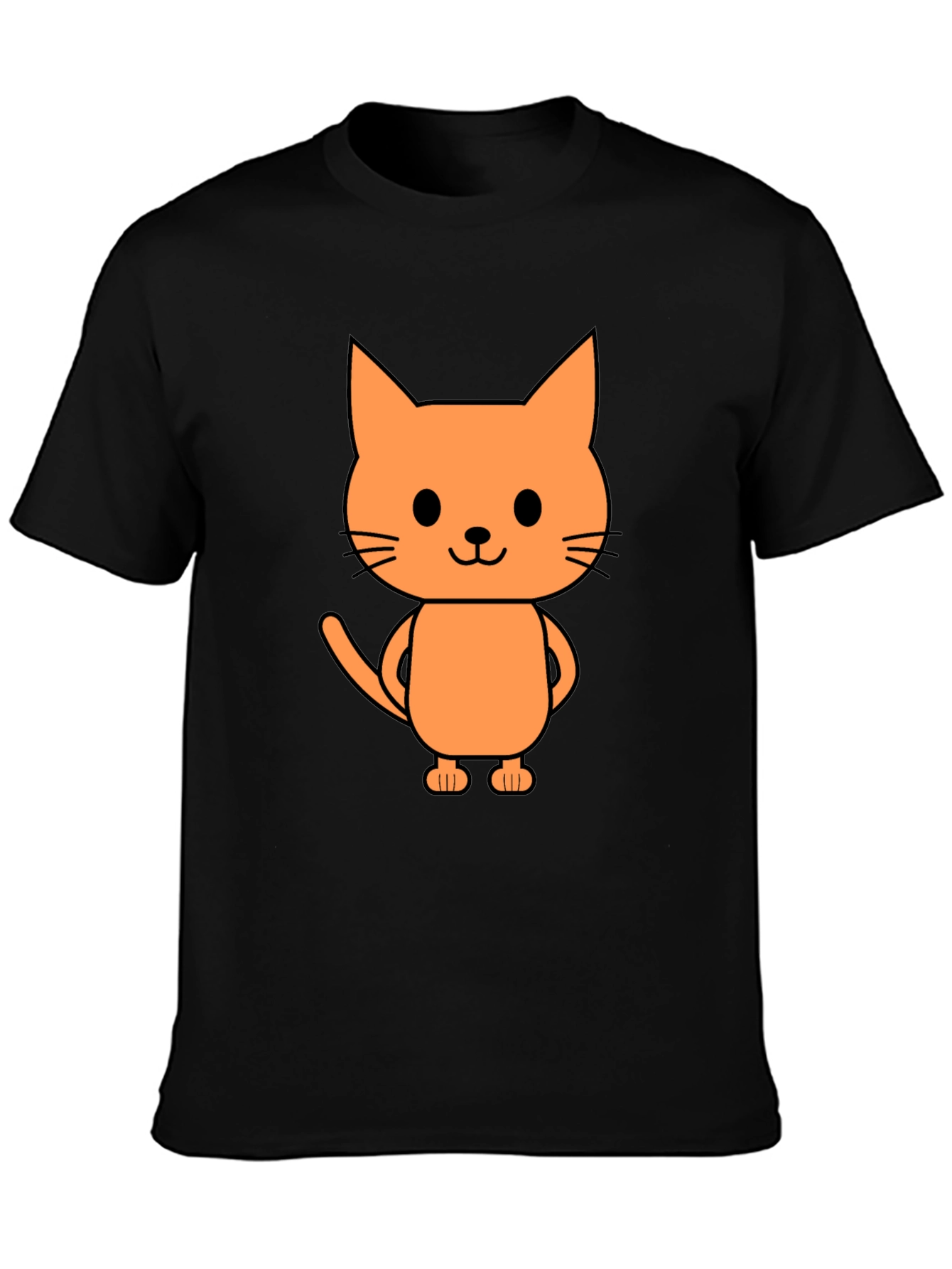 Cute Cartoon Cat Graphic Print Black T-Shirt