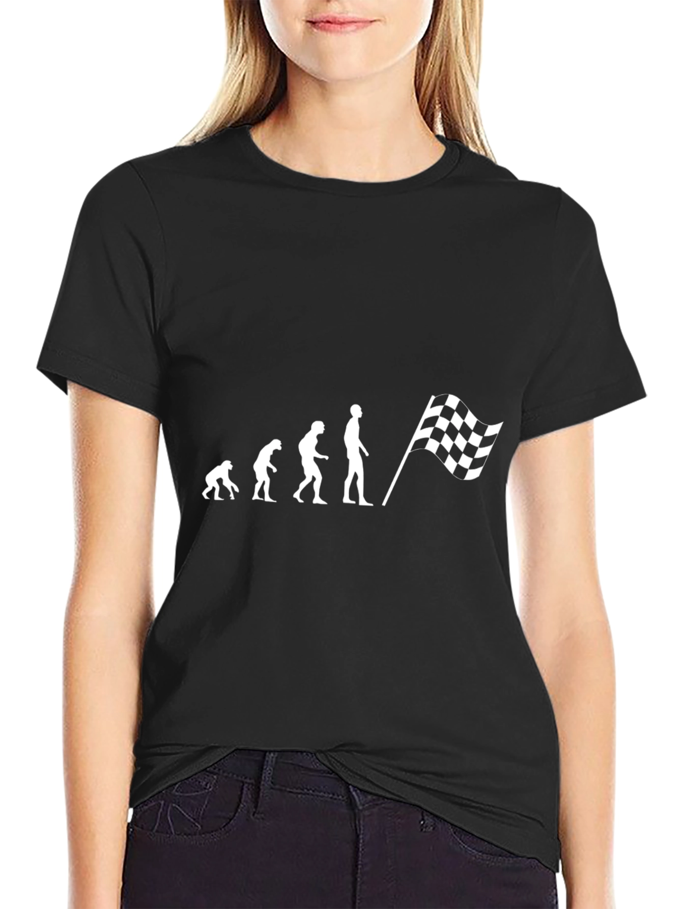 Evolution Racing Flag Graphic Tee - Black Cotton Blend