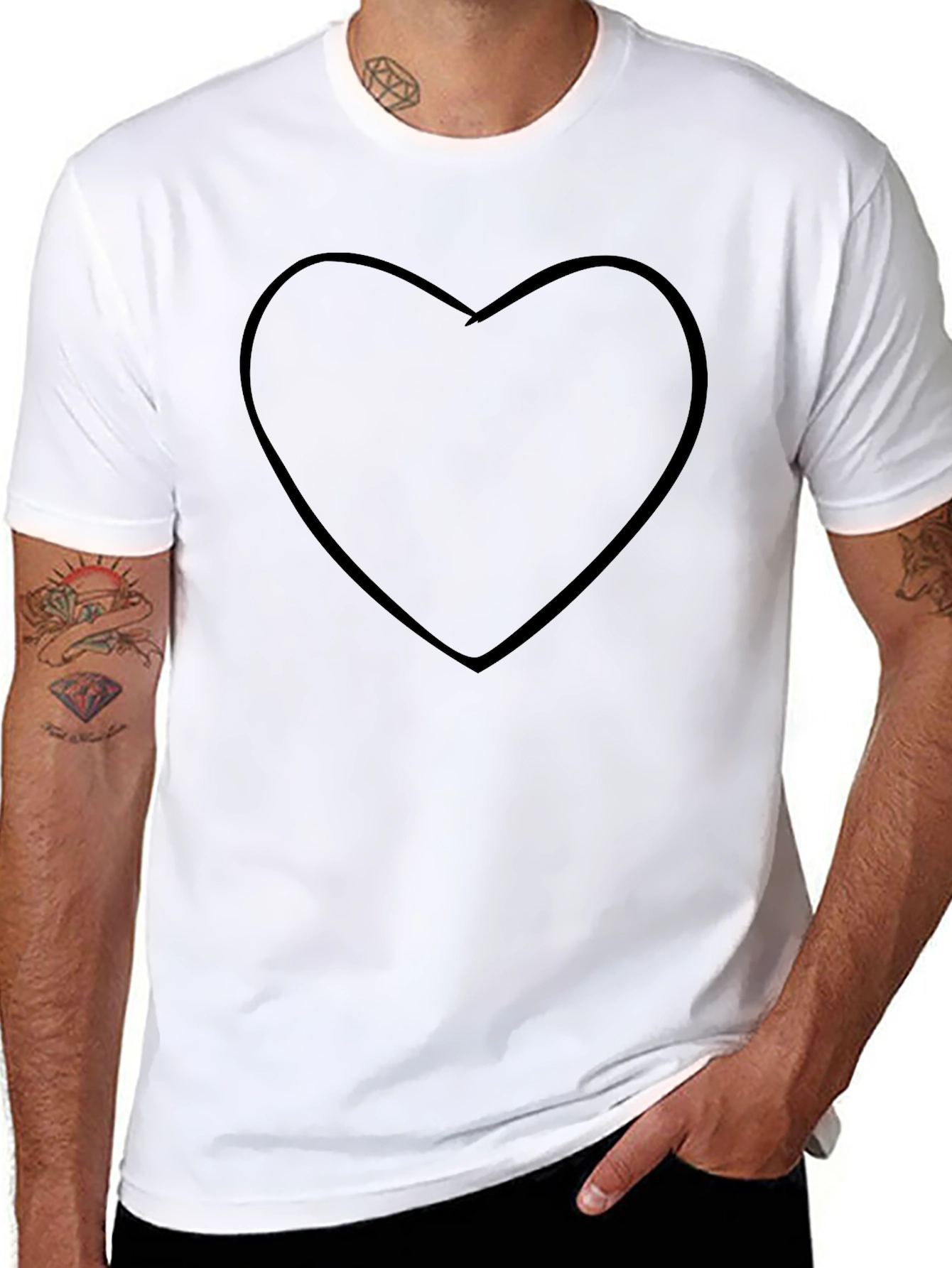 Black Heart Outline Graphic T-Shirt