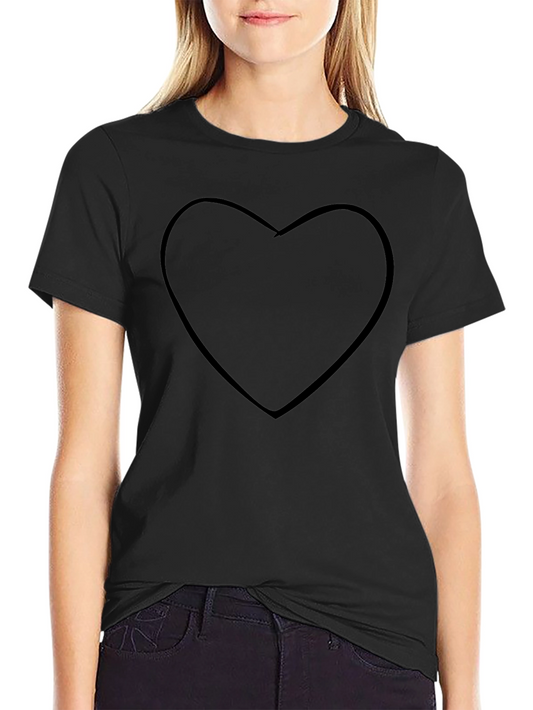 Black Heart Outline Graphic T-Shirt