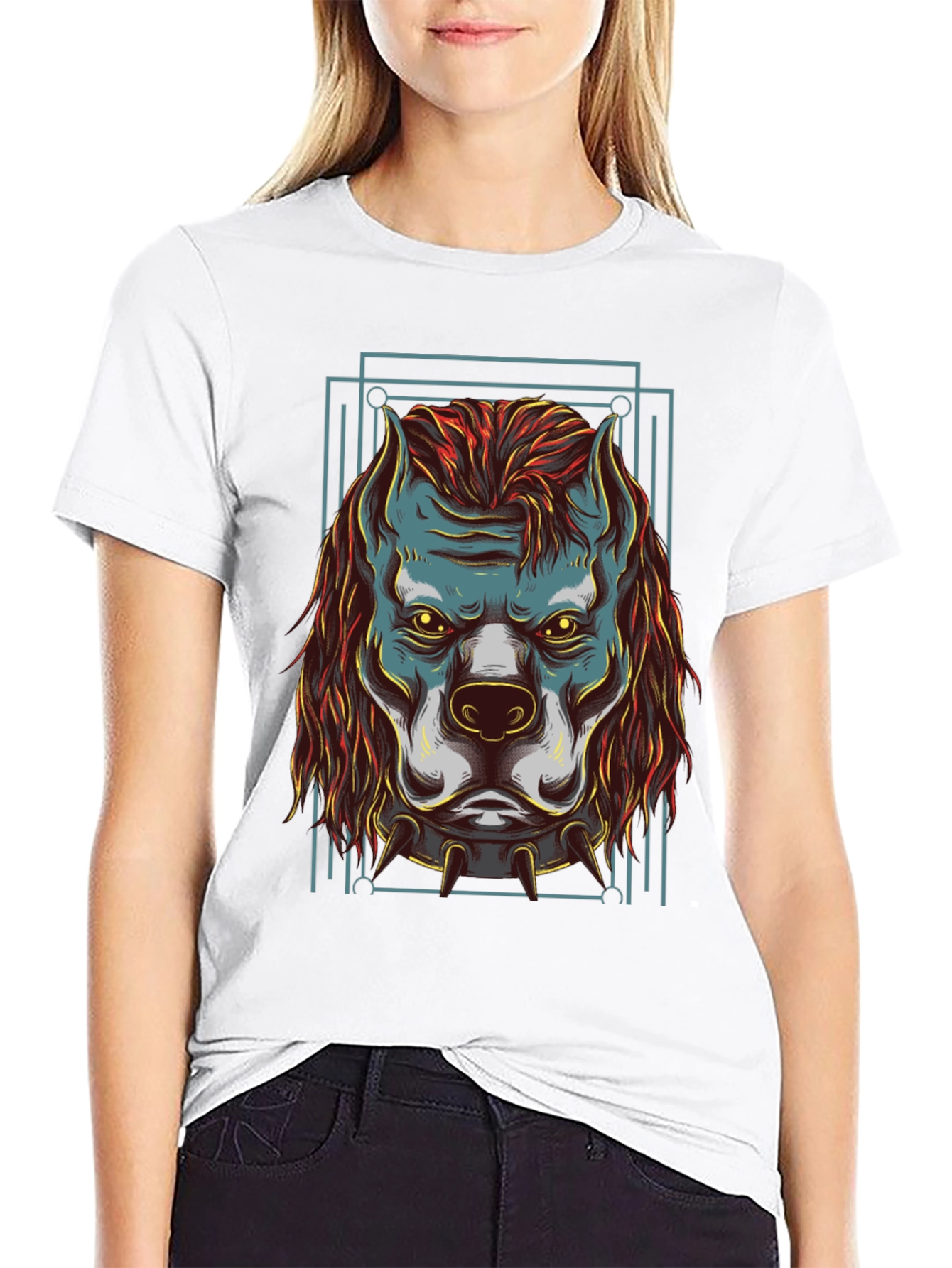 Mens Black Graphic Tee - Dog Head
