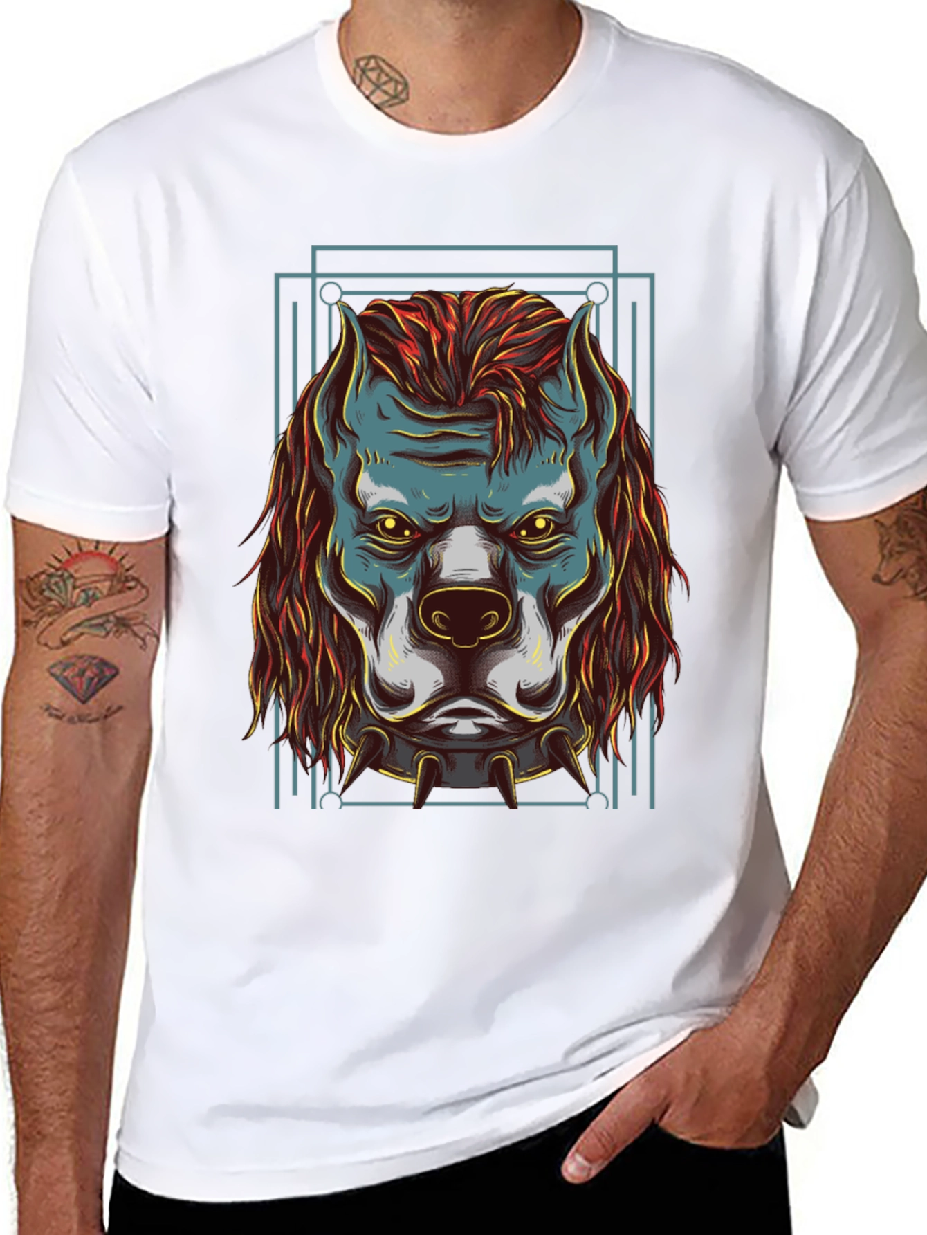 Mens Black Graphic Tee - Dog Head