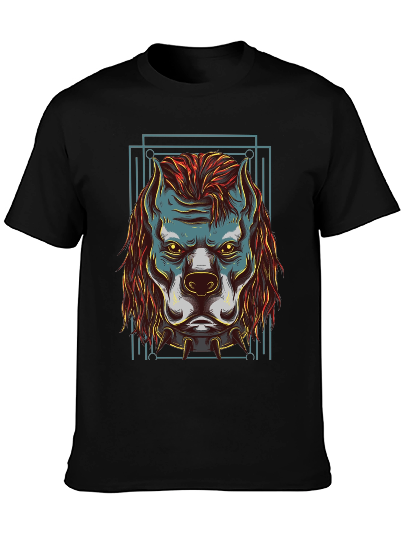 Mens Black Graphic Tee - Dog Head