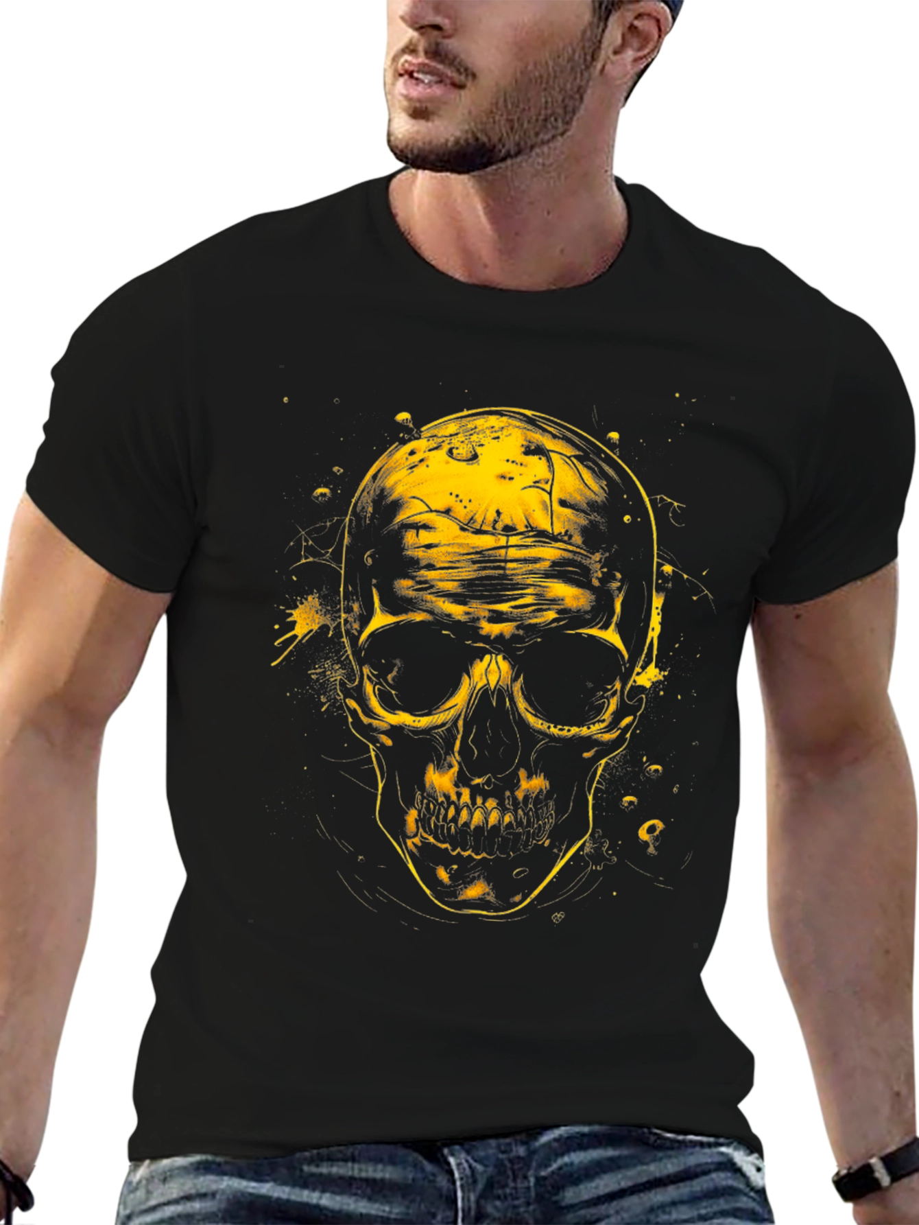 Skull Graphic Tee - Black Cotton