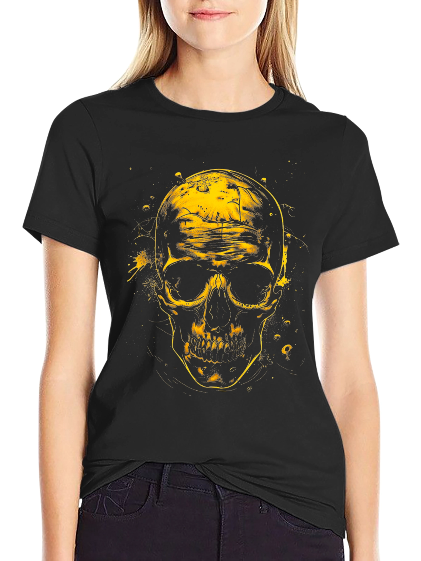Skull Graphic Tee - Black Cotton