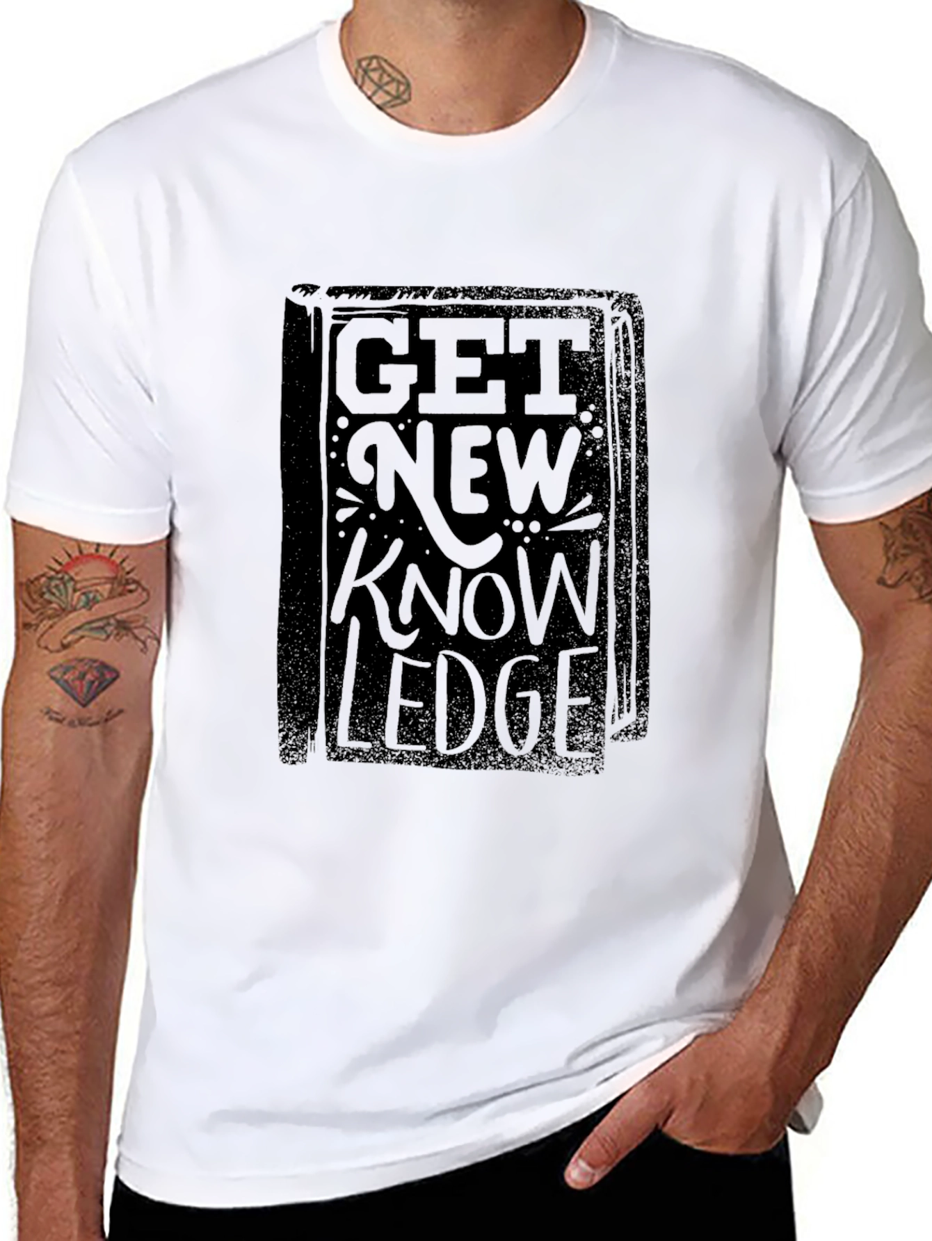 Get New Knowledge Black Graphic T-Shirt