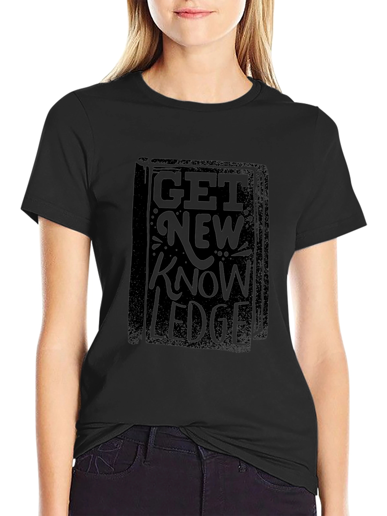 Get New Knowledge Black Graphic T-Shirt
