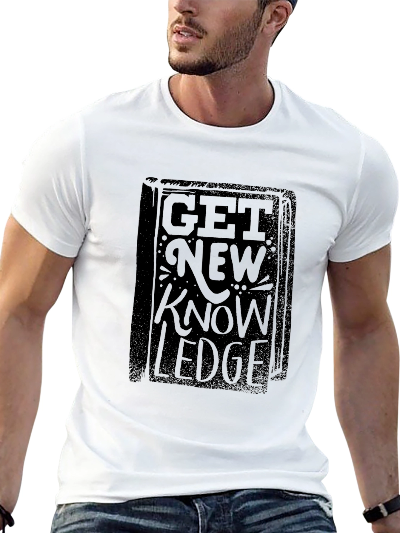 Get New Knowledge Black Graphic T-Shirt