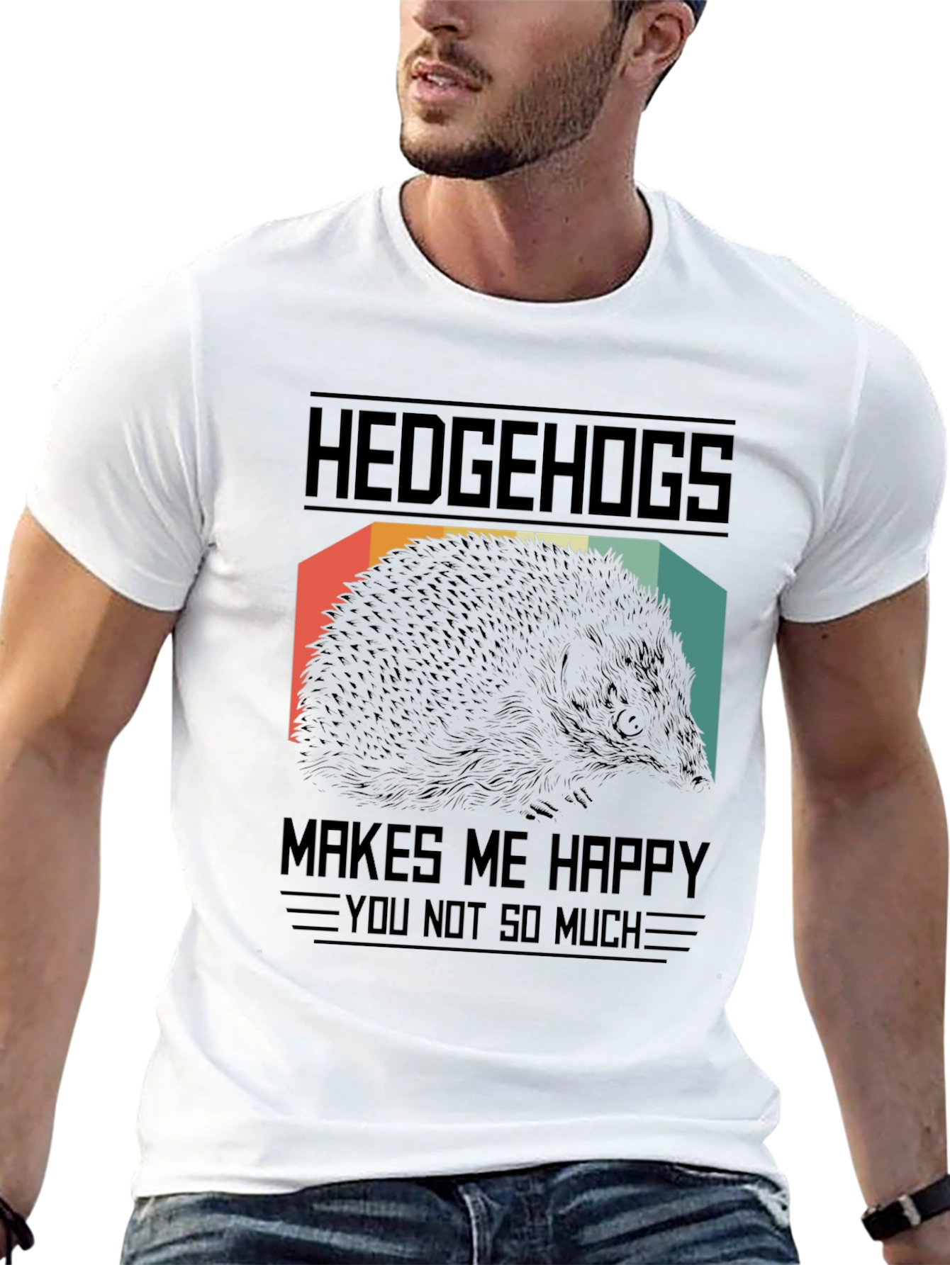 Hedgehogs Make Me Happy Black Graphic T-Shirt