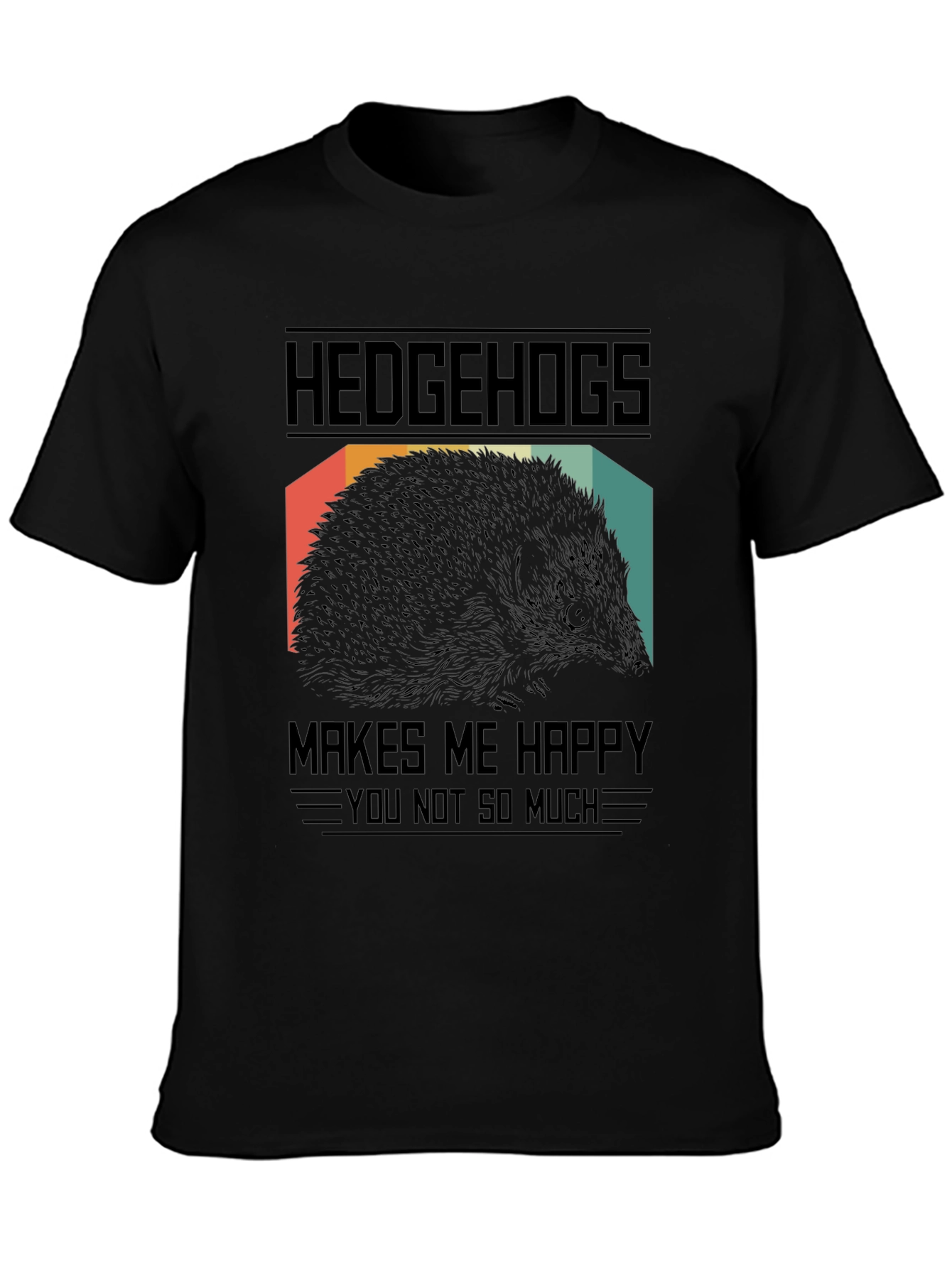 Hedgehogs Make Me Happy Black Graphic T-Shirt