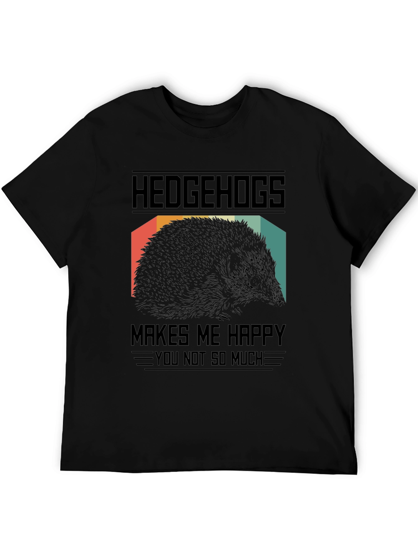 Hedgehogs Make Me Happy Black Graphic T-Shirt