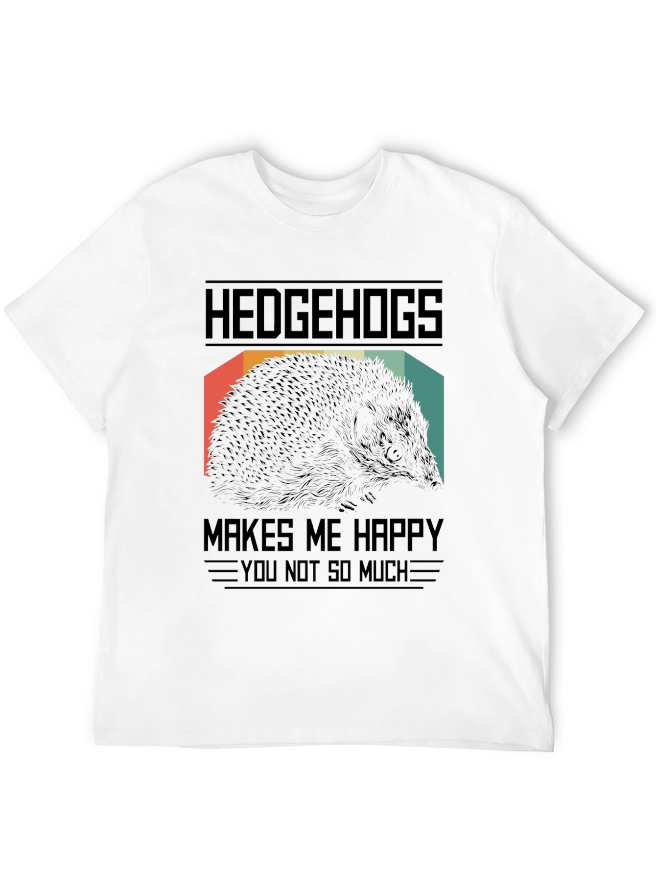 Hedgehogs Make Me Happy Black Graphic T-Shirt