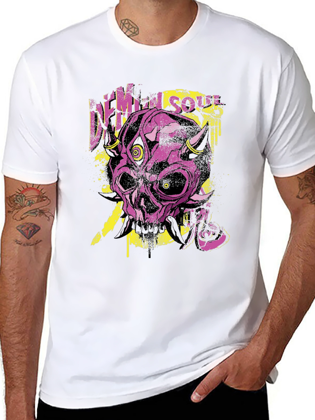 Demon Soul Graphic Print Black T-Shirt