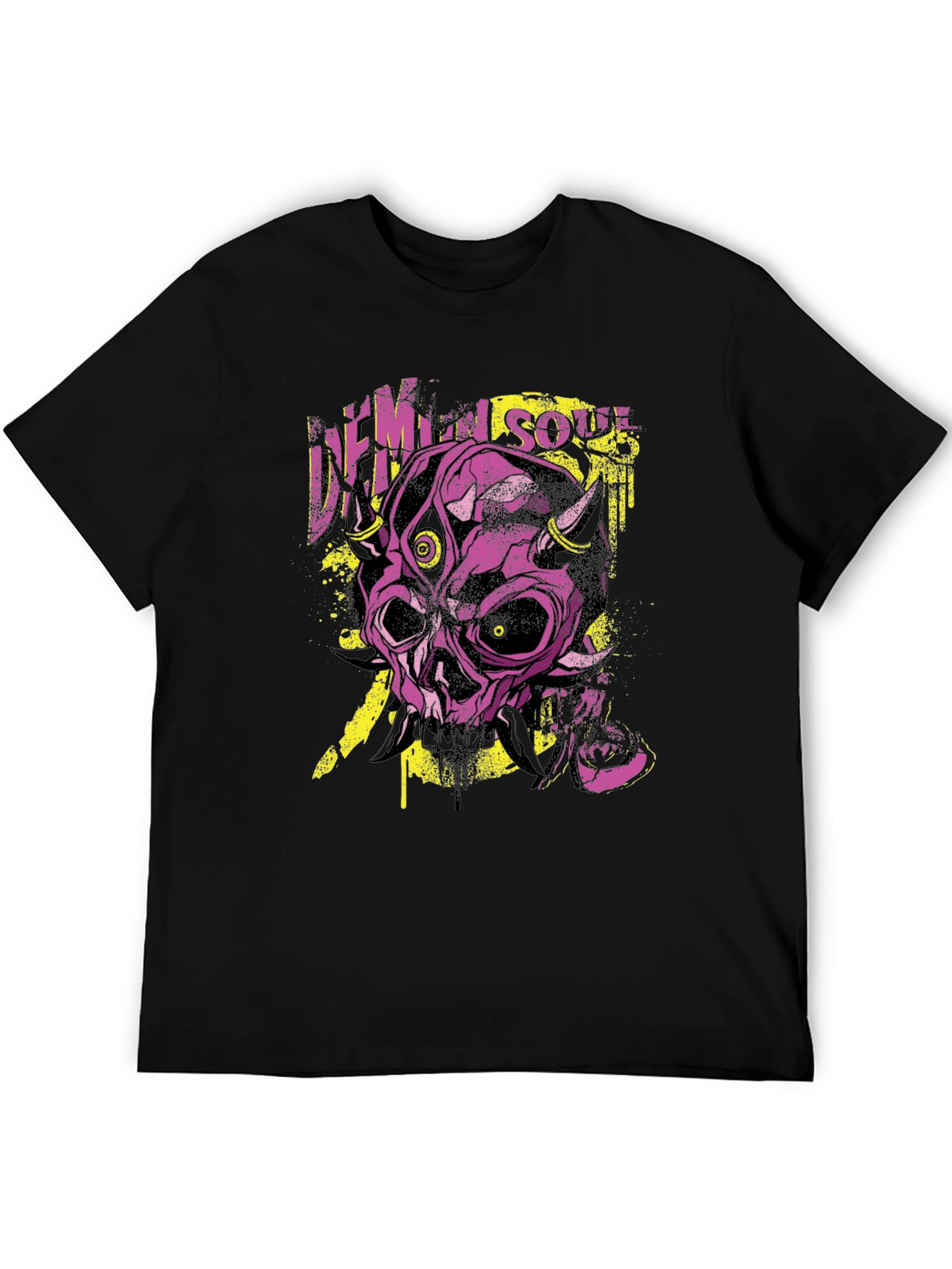 Demon Soul Graphic Print Black T-Shirt