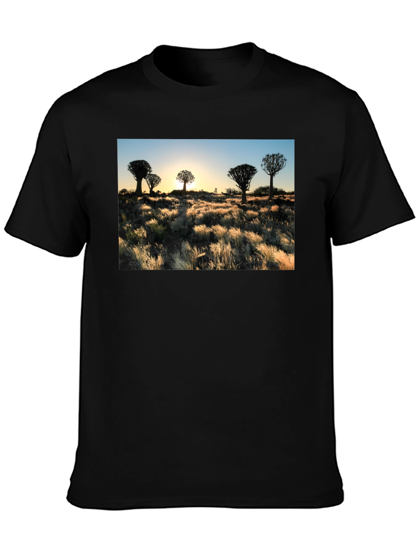 Sunset Quiver Tree Graphic Black T-Shirt