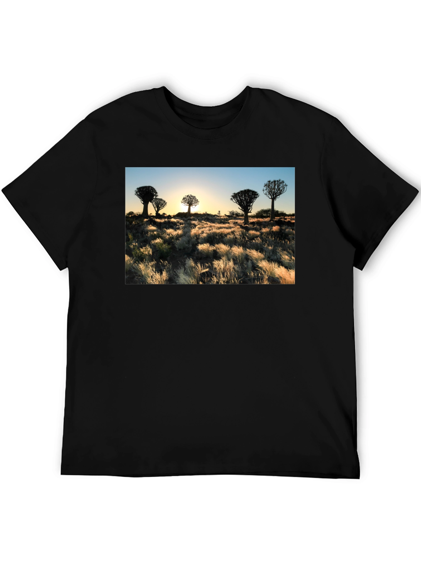 Sunset Quiver Tree Graphic Black T-Shirt