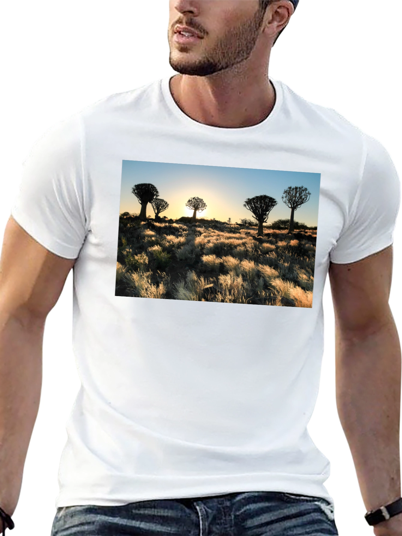 Sunset Quiver Tree Graphic Black T-Shirt