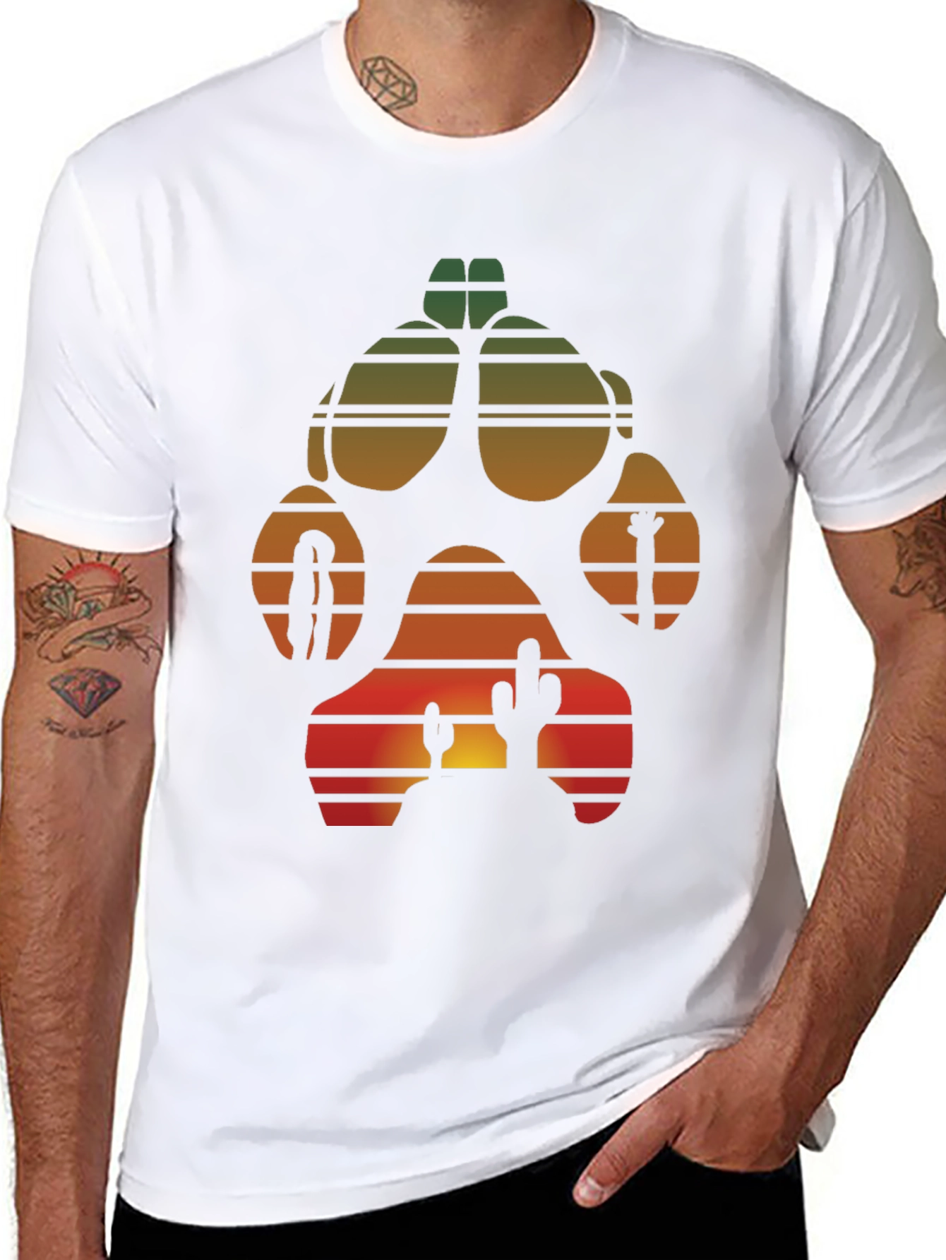 Desert Paw Print Graphic Tee - Stylish Unisex T-Shirt