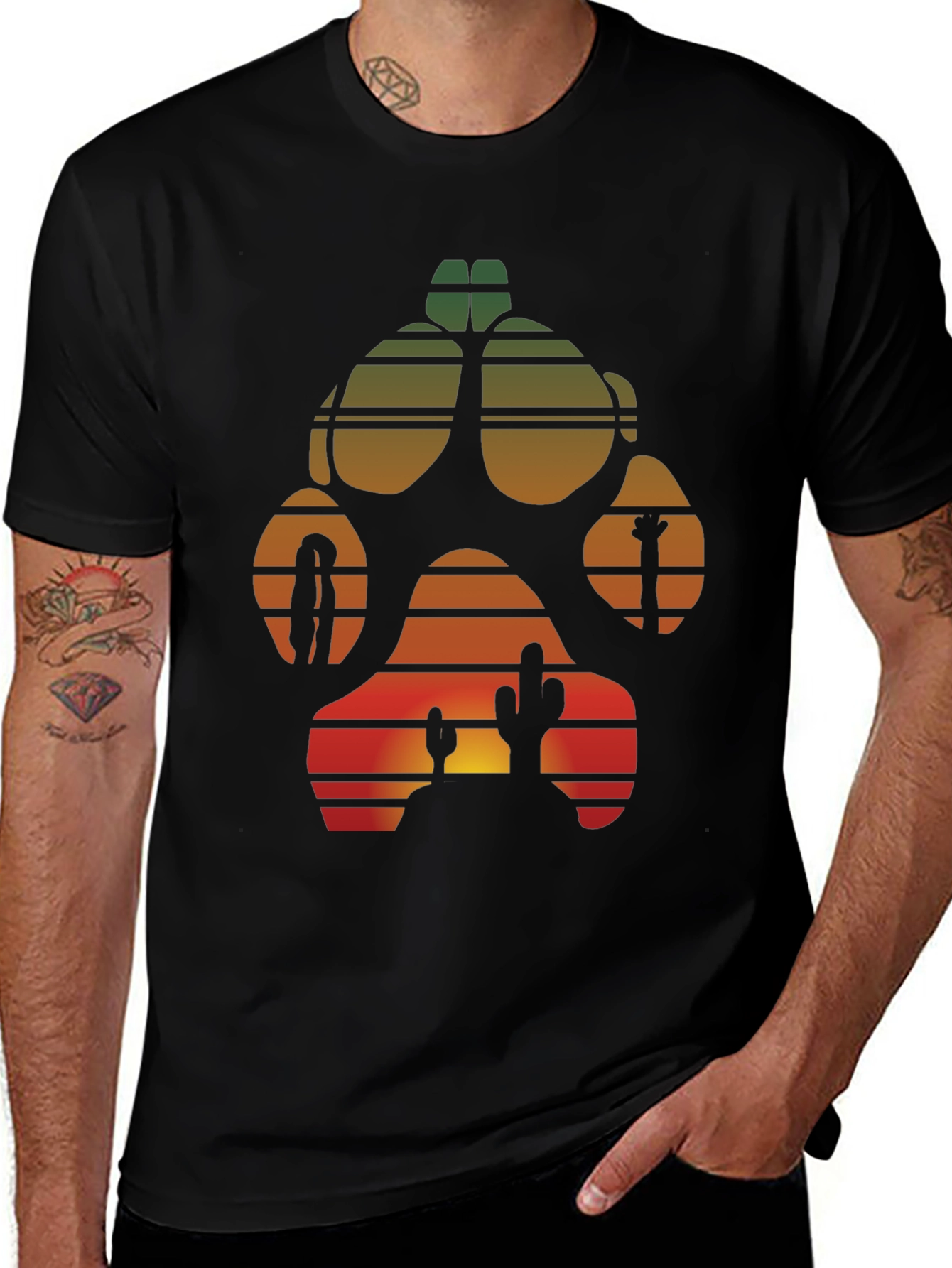 Desert Paw Print Graphic Tee - Stylish Unisex T-Shirt