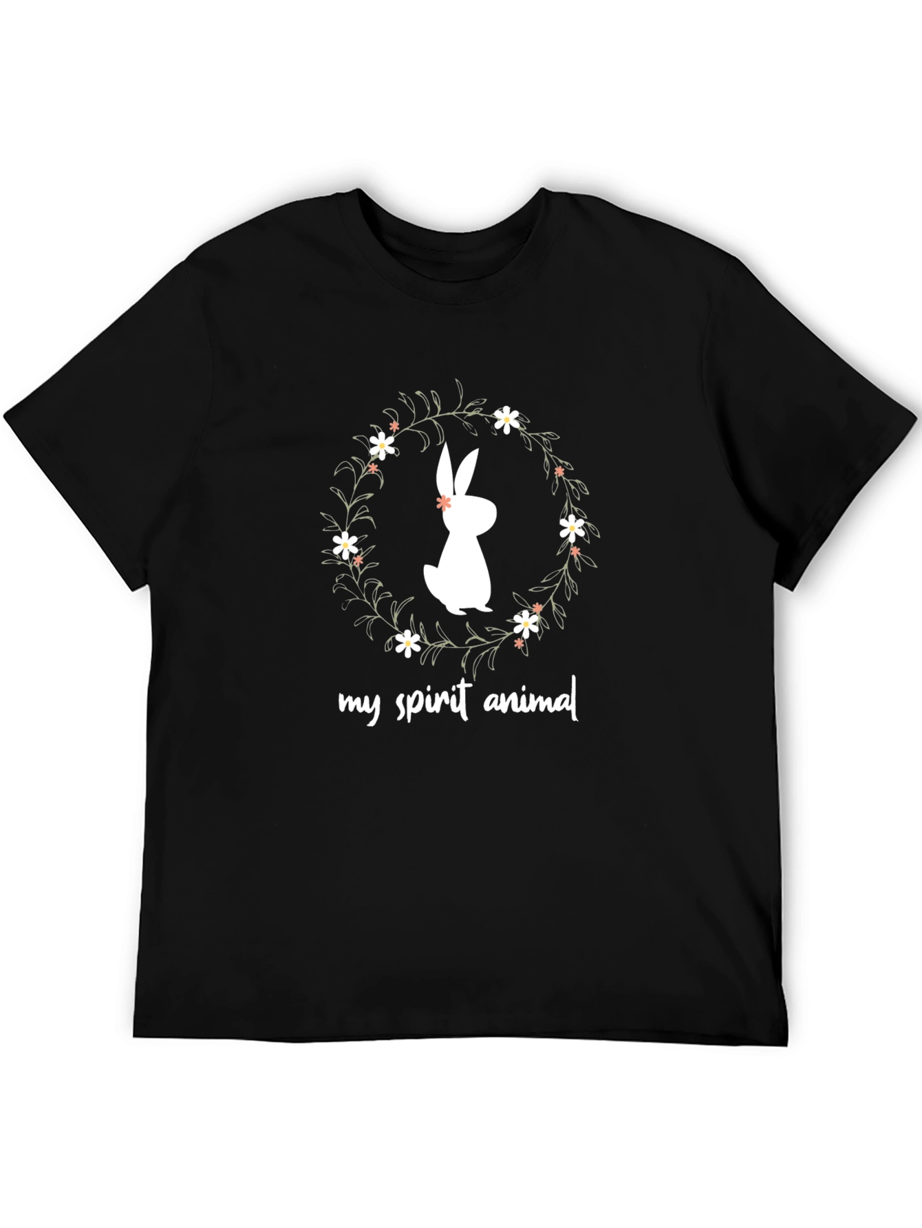 Bunny Spirit Animal T-Shirt - Black Cotton Tee