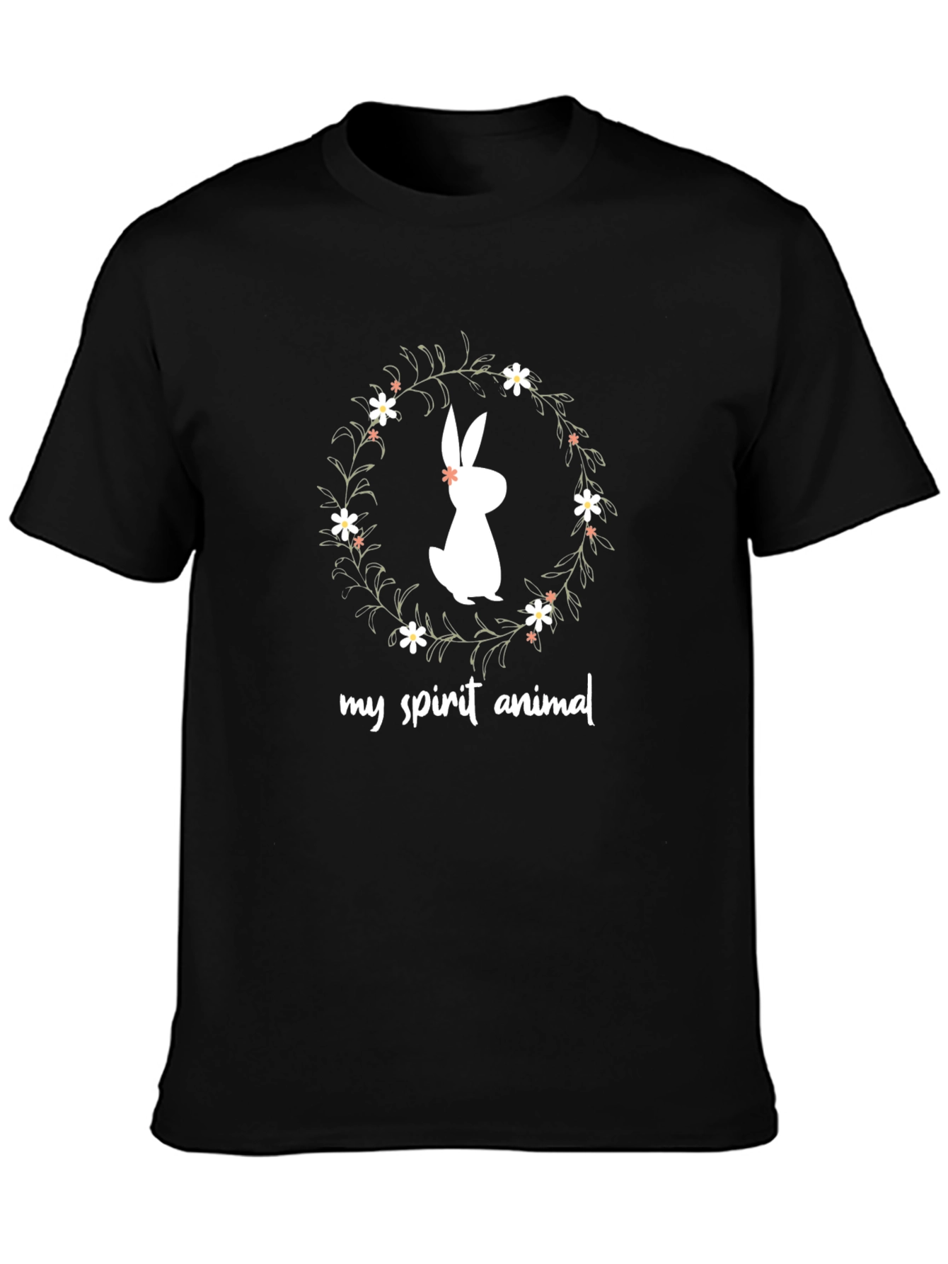 Bunny Spirit Animal T-Shirt - Black Cotton Tee