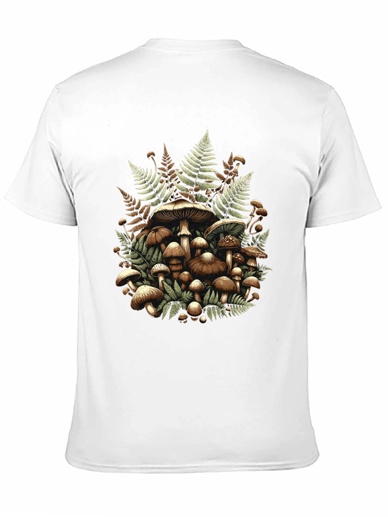 Mushroom & Fern Graphic Tee - Nature Inspired Design