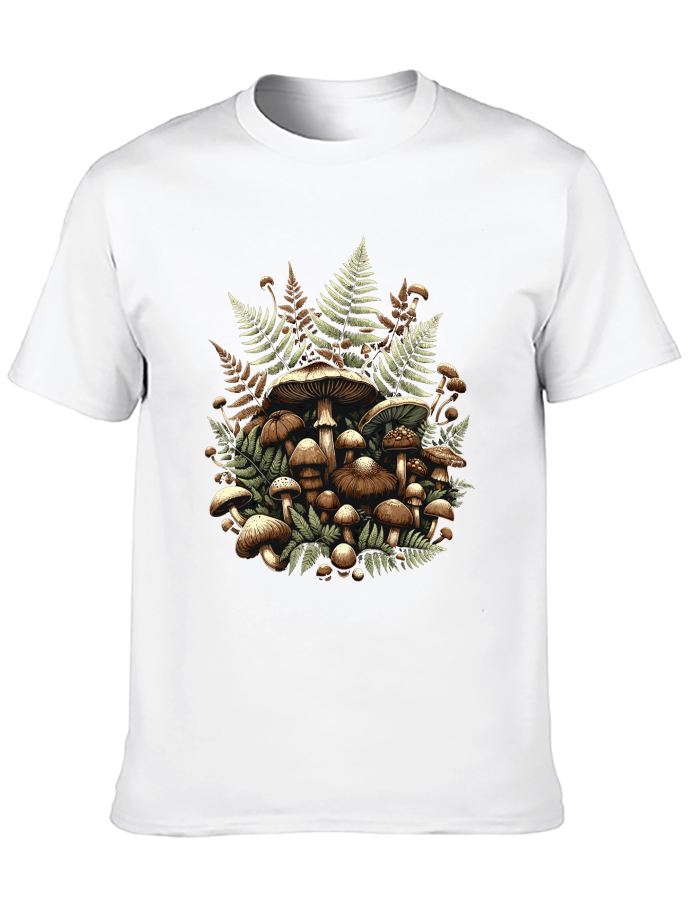 Mushroom & Fern Graphic Tee - Nature Inspired Design