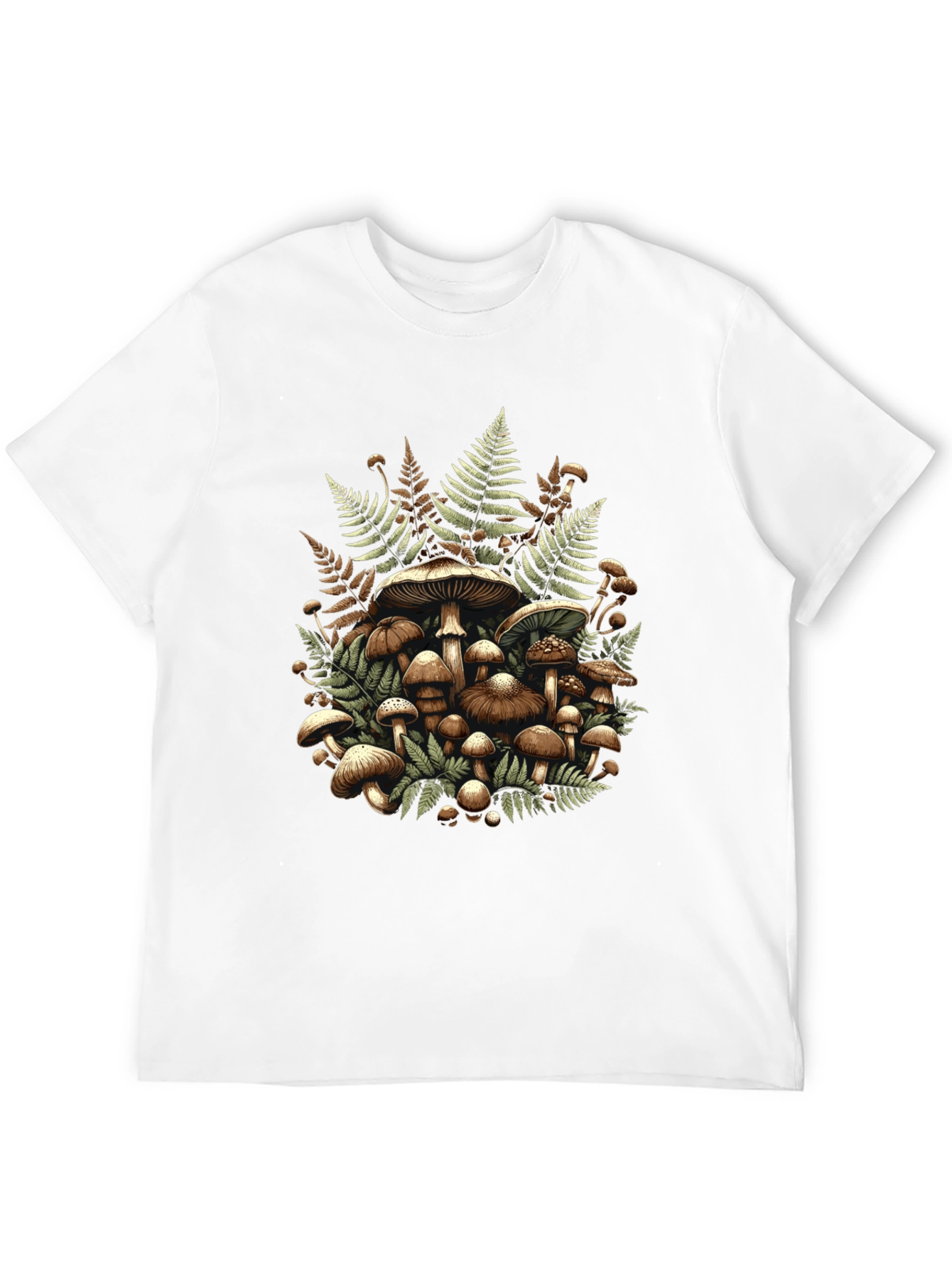 Mushroom & Fern Graphic Tee - Nature Inspired Design