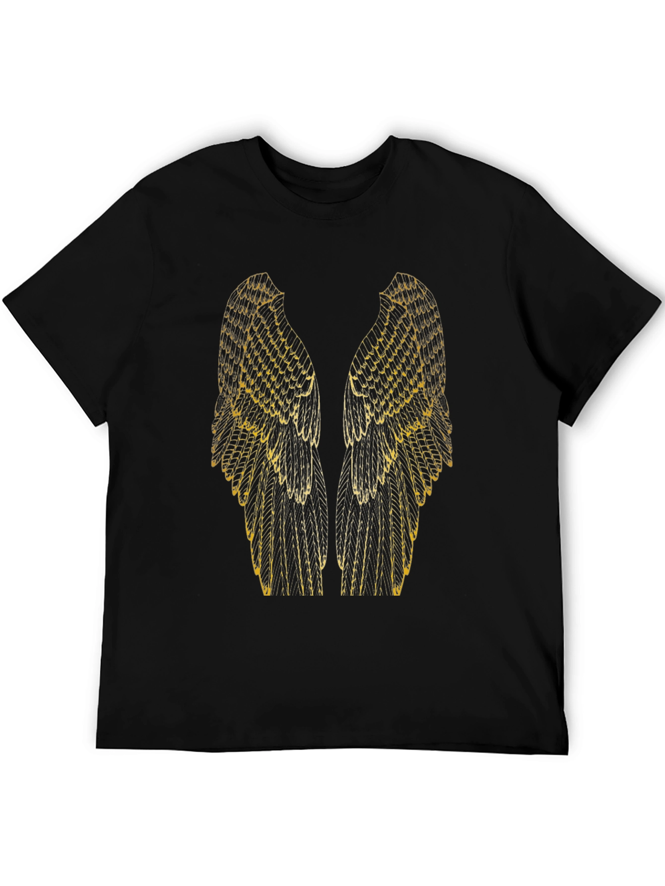 Gold Angel Wing Graphic Tee - Mens Black T-Shirt